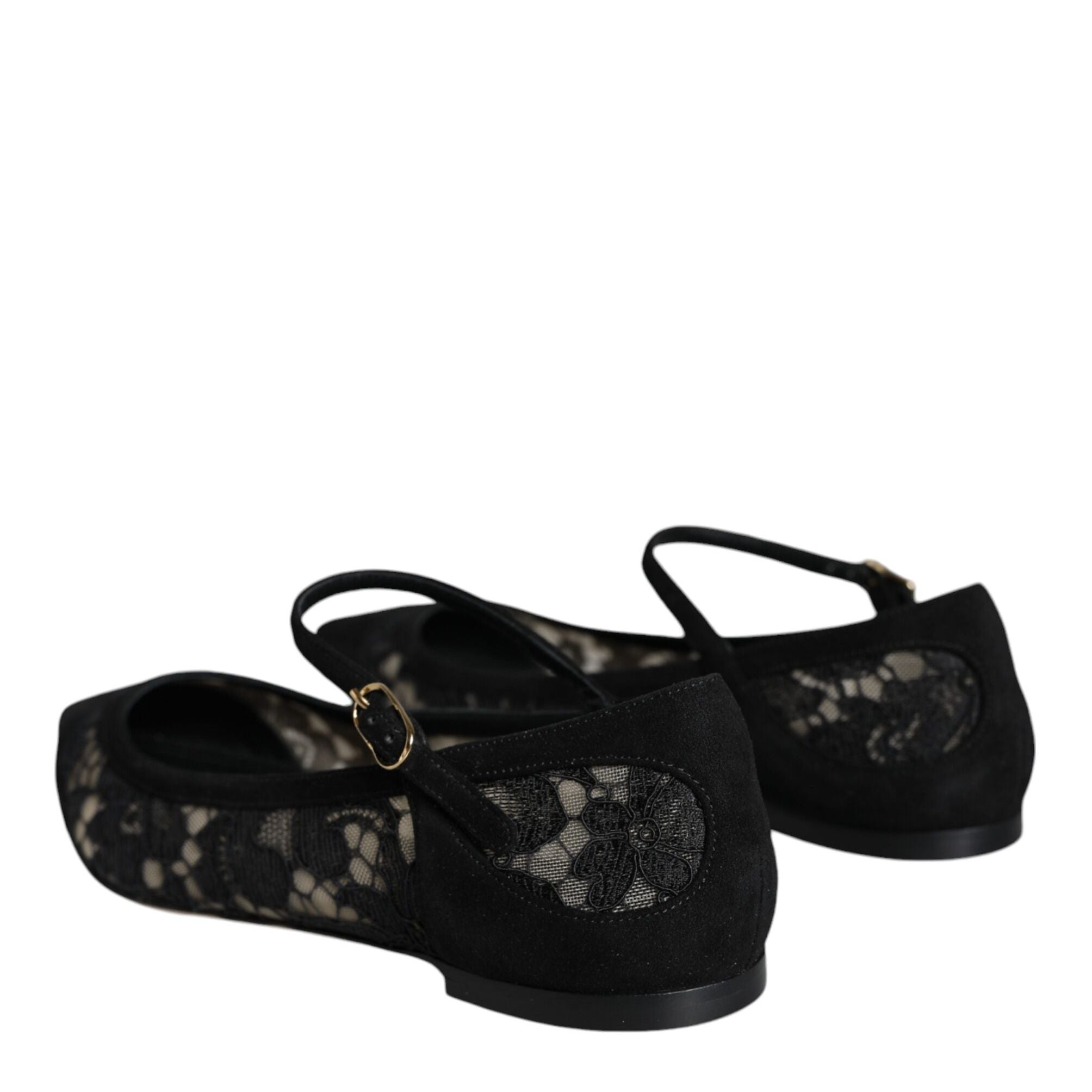 Dolce & Gabbana Black Taormina Lace Bellucci Flats Shoes