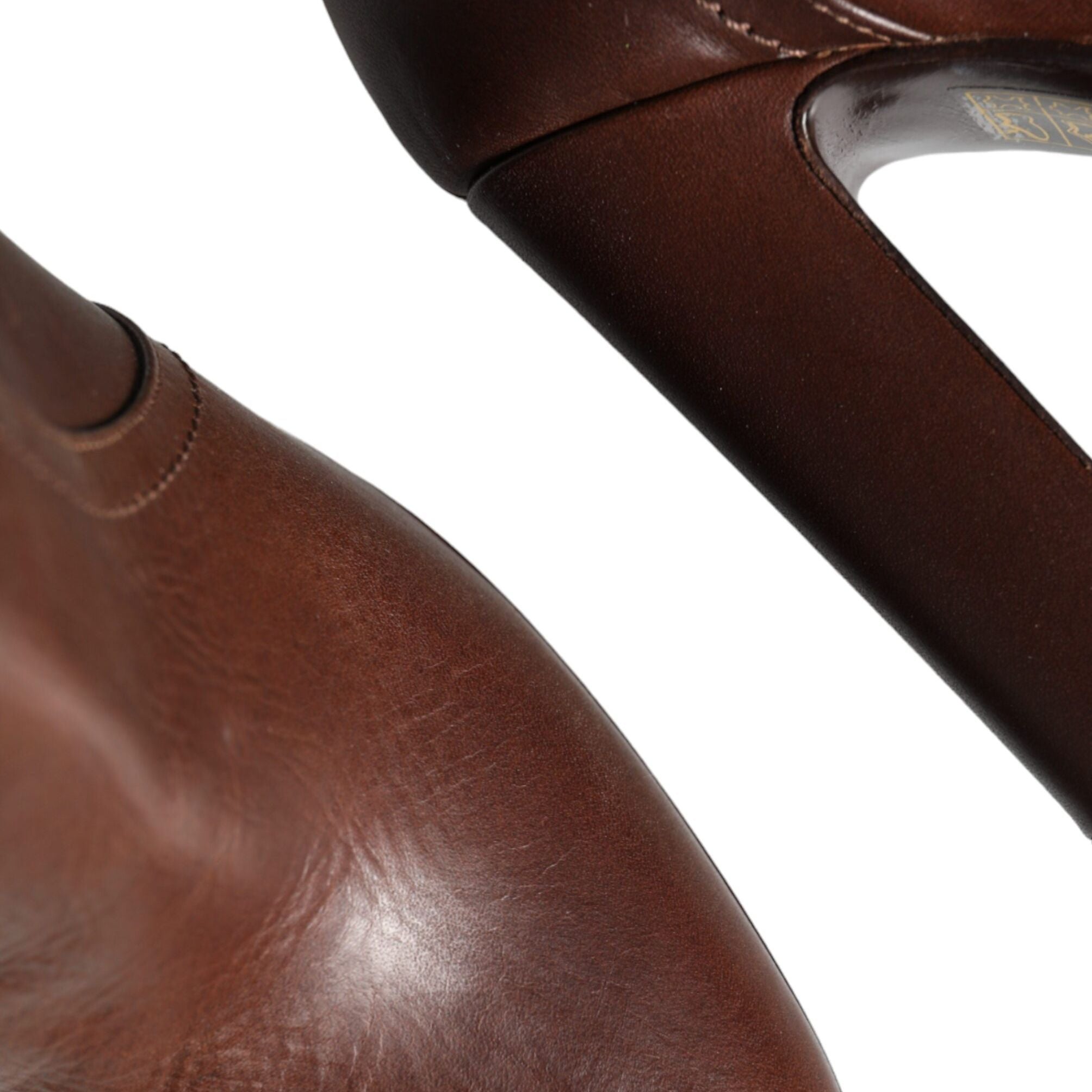 Dolce & Gabbana Brown Leather Heels Mid Calf Boots Shoes