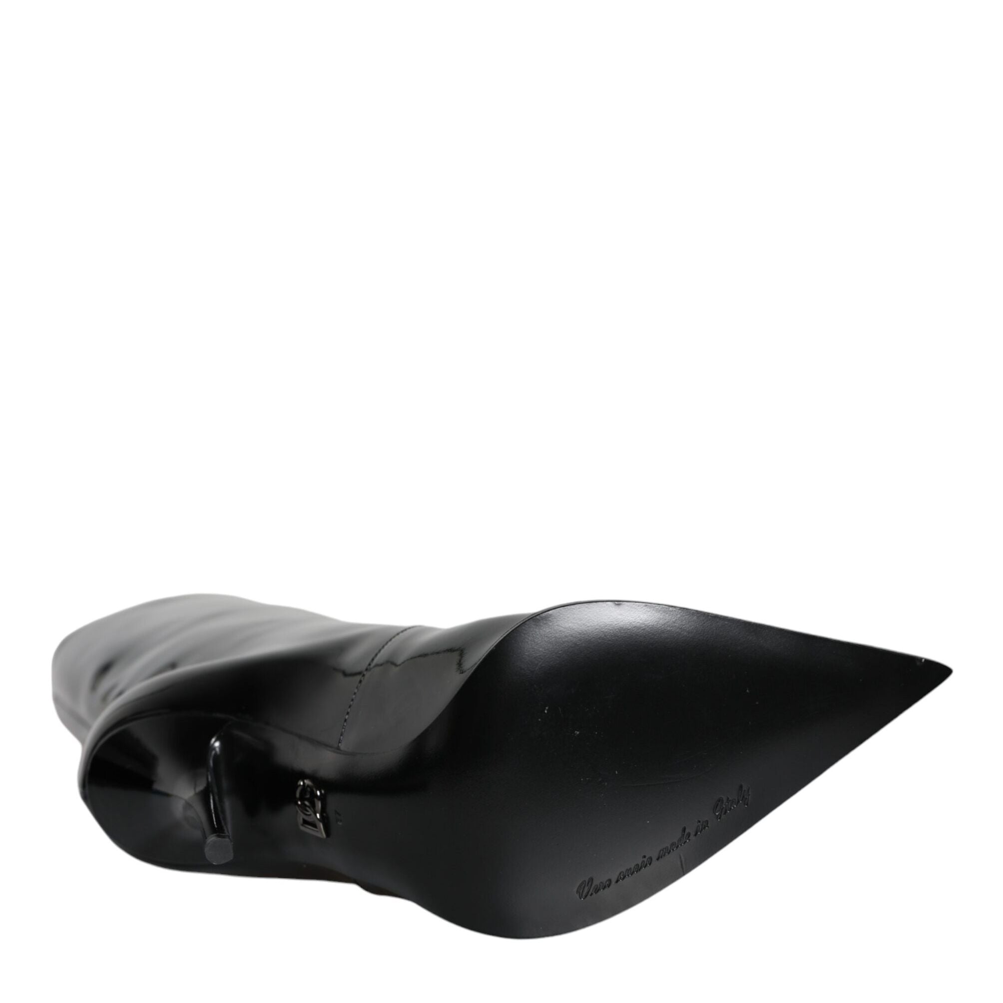Dolce & Gabbana Black Patent Leather Mid Calf Boots Shoes
