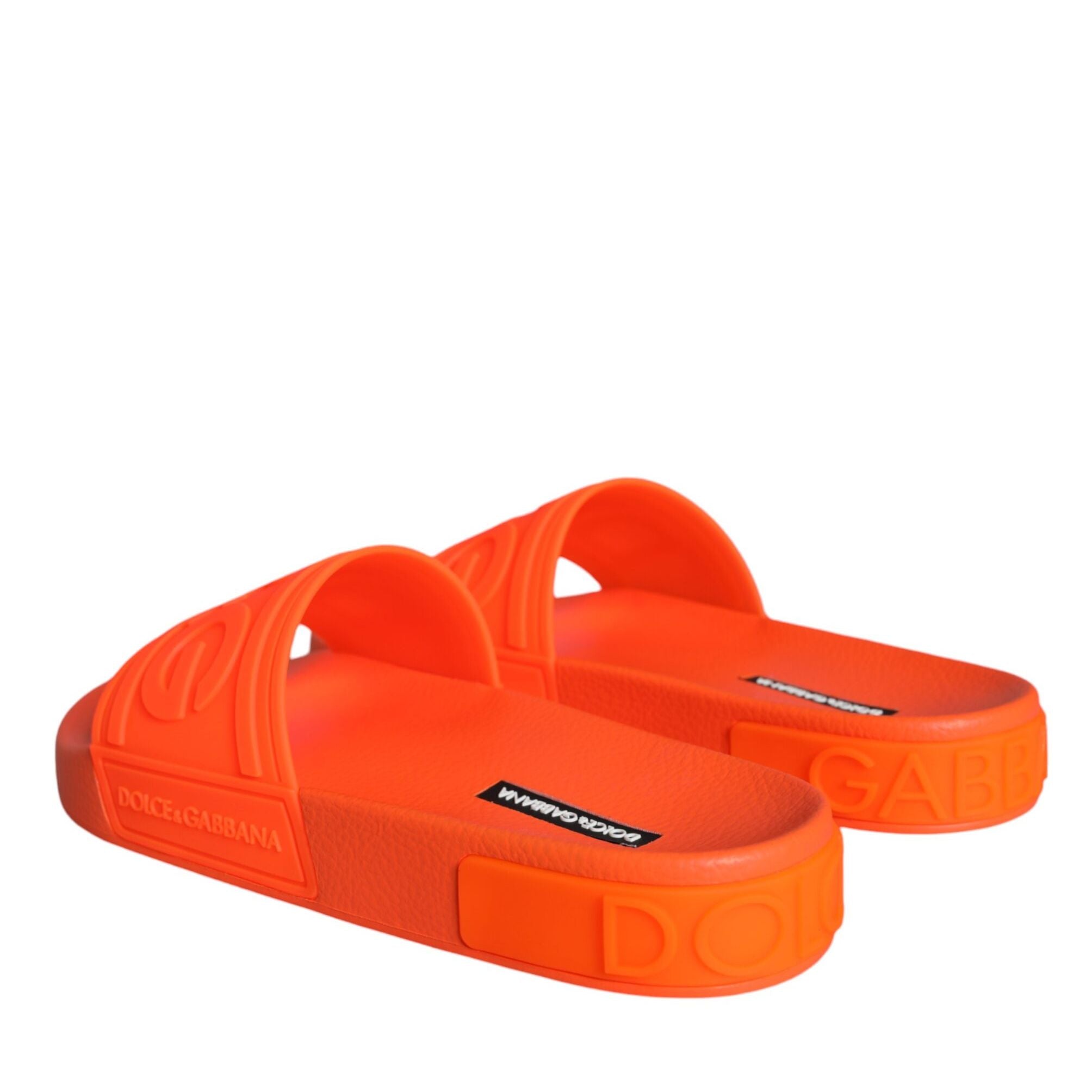 Dolce & Gabbana Orange Rubber Slides Sandals Beachwear Shoes