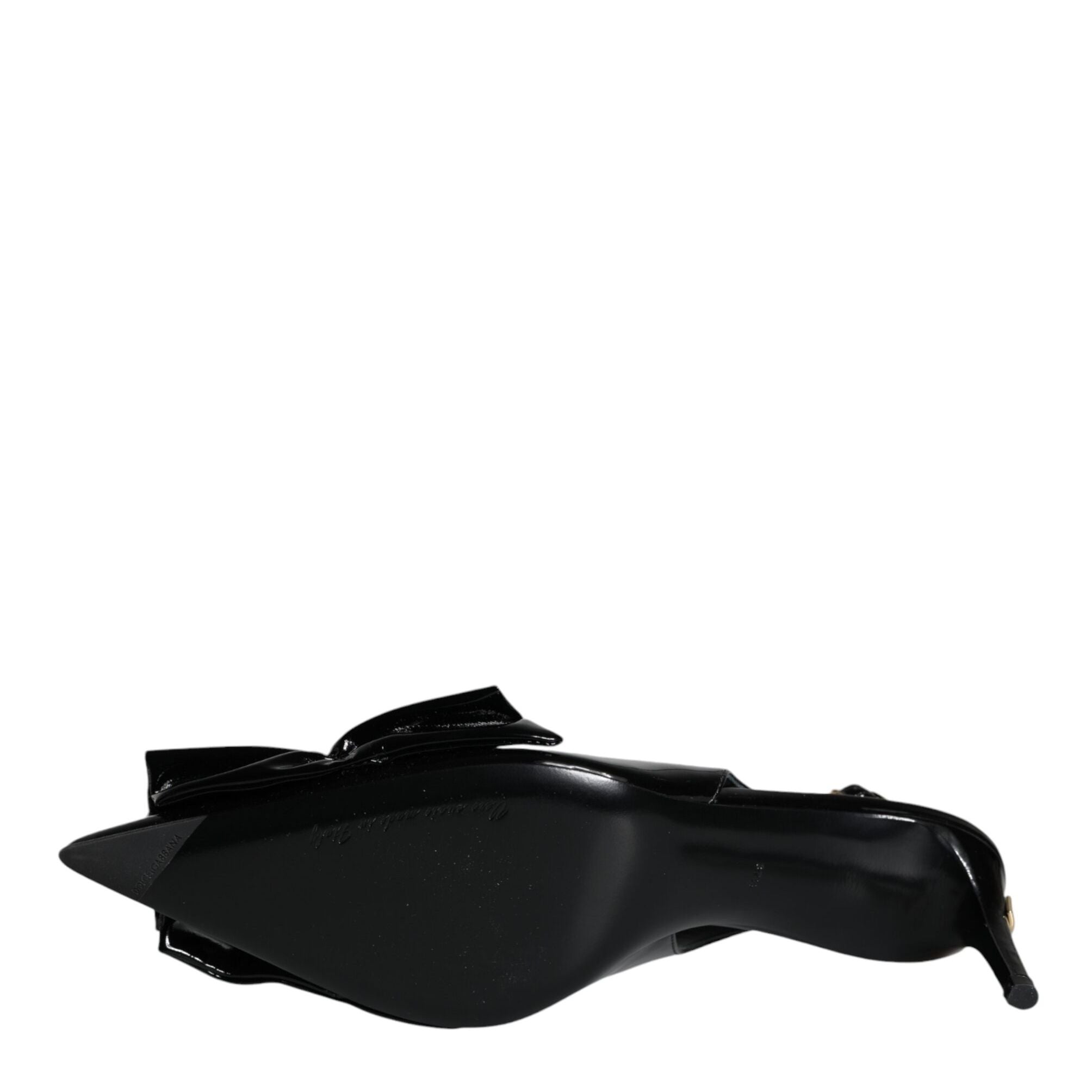 Dolce & Gabbana Black Patent Leather Heels Slingback Shoes