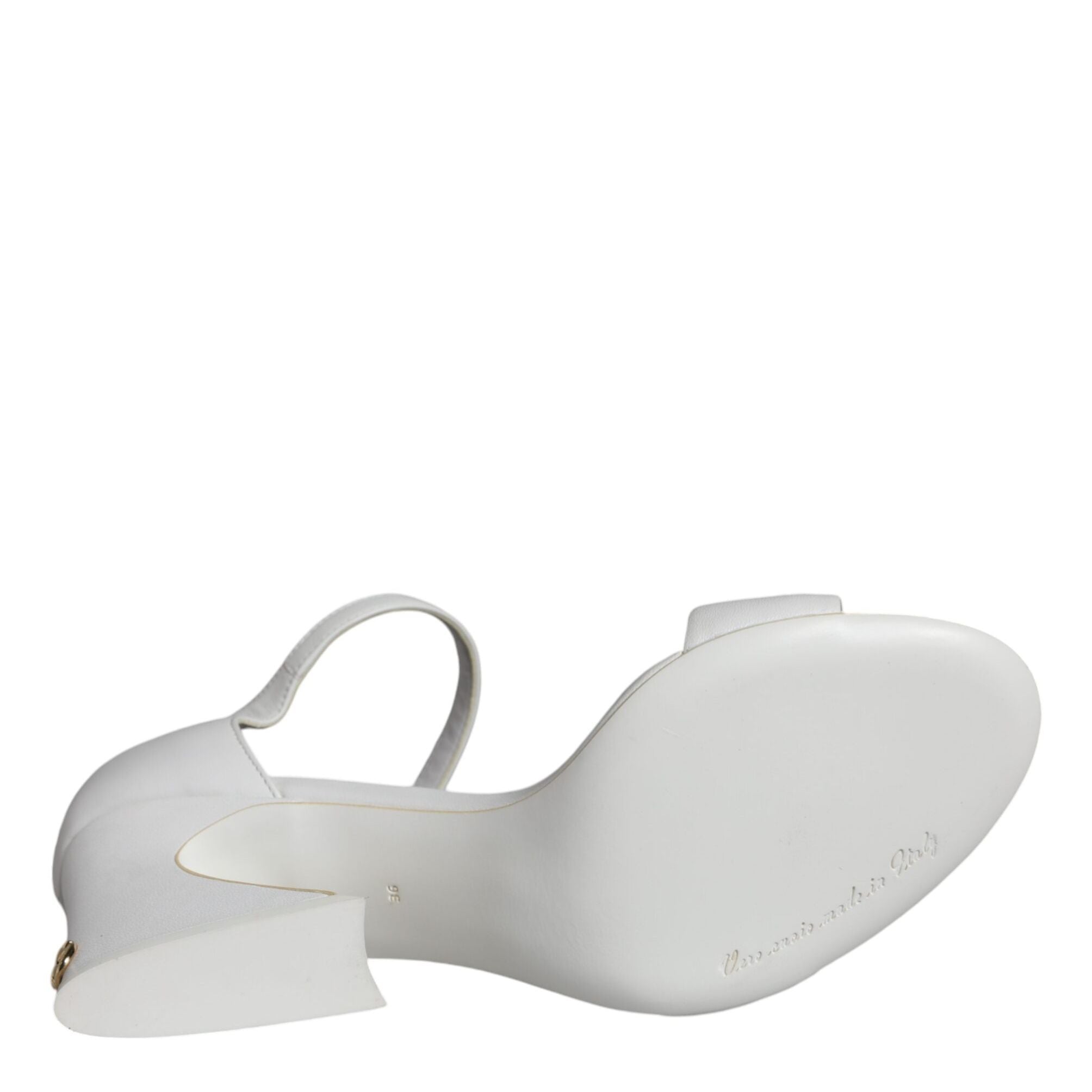 Dolce & Gabbana White Leather Heels Keira Sandals Shoes