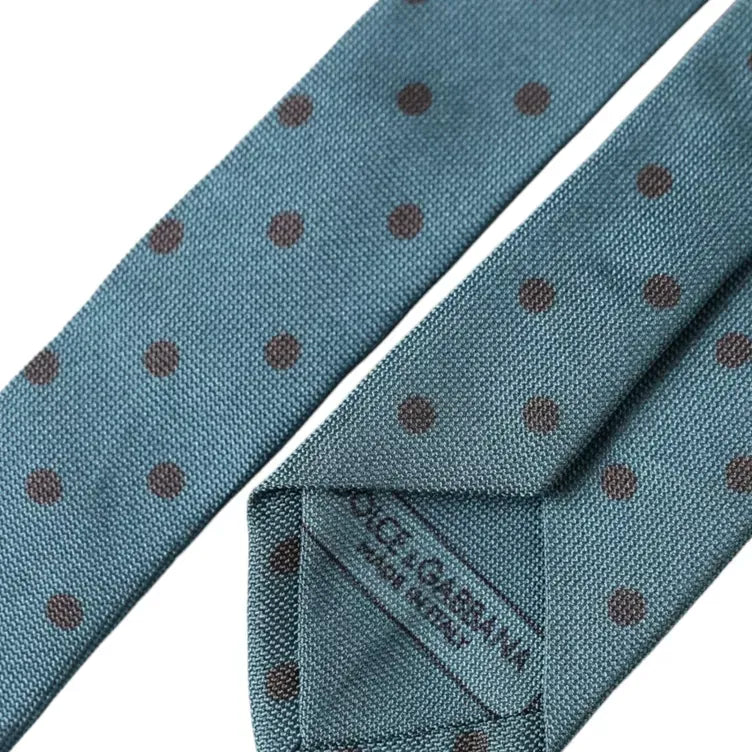 Dolce & Gabbana Green Black Polka Dot Silk Adjustable Men Tie