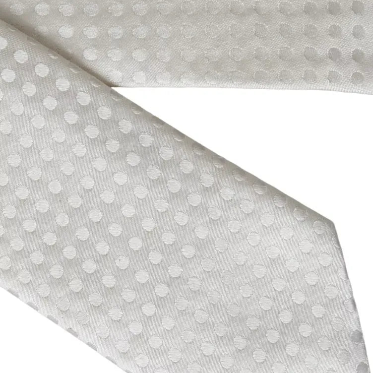 Dolce & Gabbana White Dotted Silk Classic Adjustable Men Tie