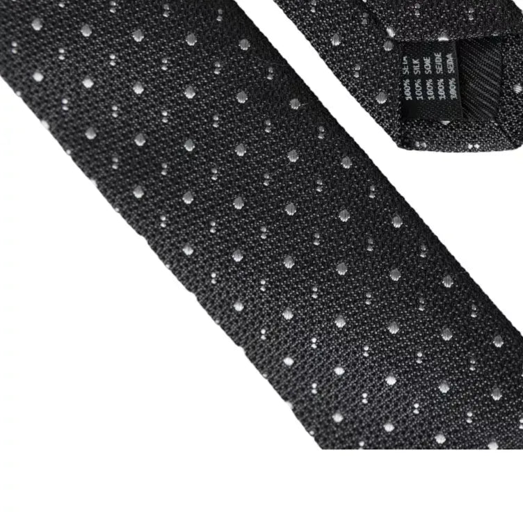 Dolce & Gabbana Black Polka Dot Silk Adjustable Men Tie