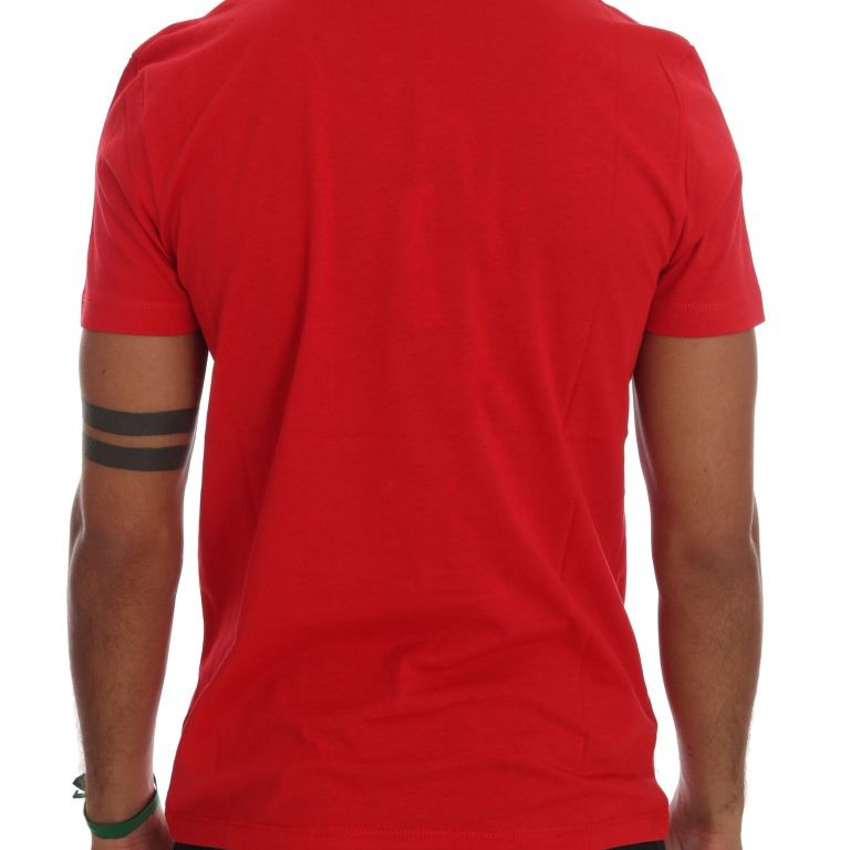 Frankie Morello Red Cotton RIDERS Crewneck T-Shirt