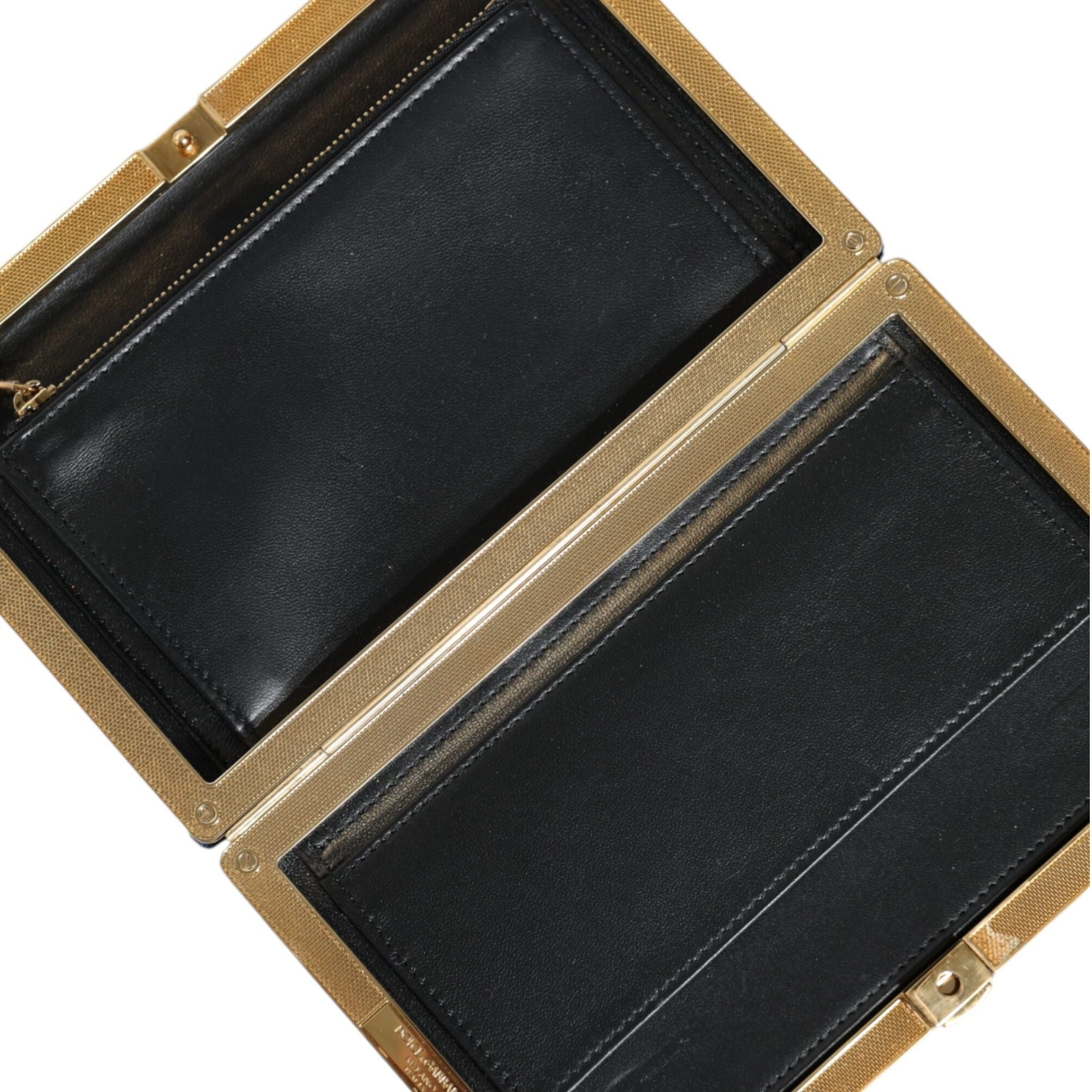 Dolce & Gabbana Blue Velvet Gold Frame Clutch Evening Party Purse Bag
