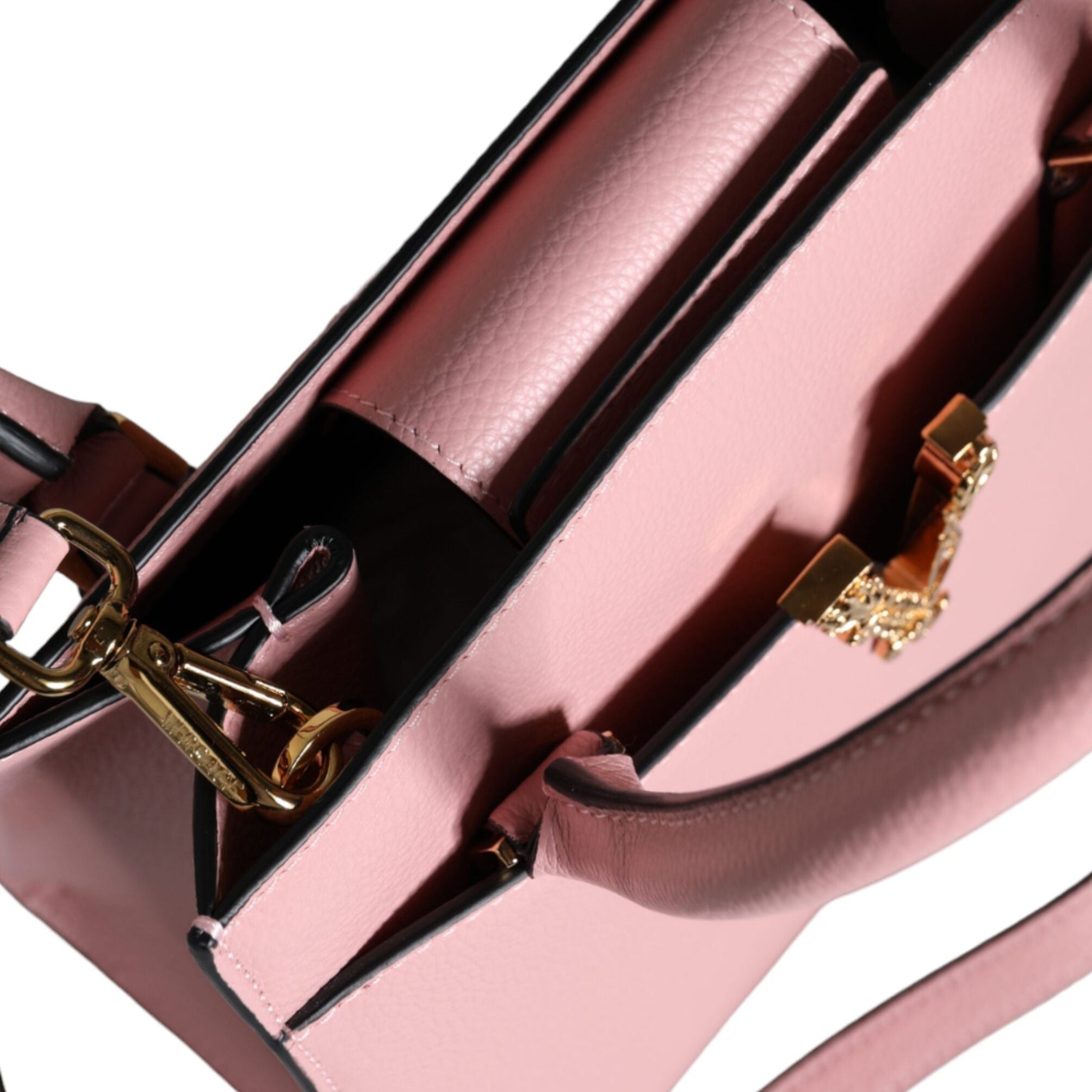 Versace Pink Small Top Handle Grainy Calf Leather Crossbody Bag