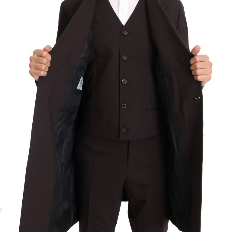 Dolce & Gabbana Bordeaux Wool Stretch Long 3 Piece Suit