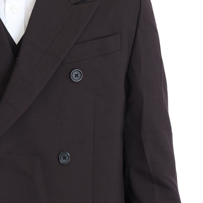 Dolce & Gabbana Bordeaux Wool Stretch Long 3 Piece Suit