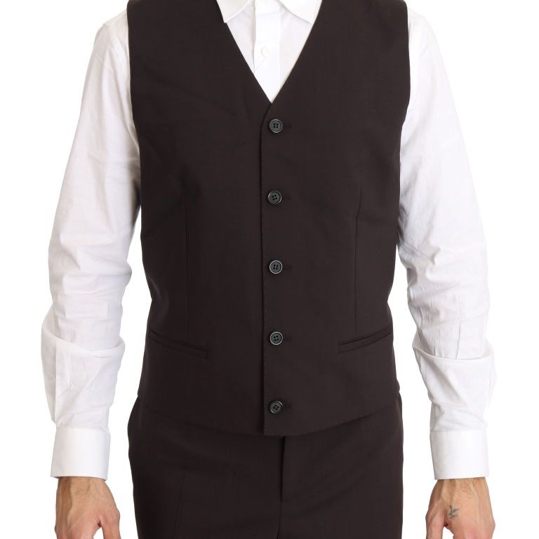 Dolce & Gabbana Bordeaux Wool Stretch Long 3 Piece Suit