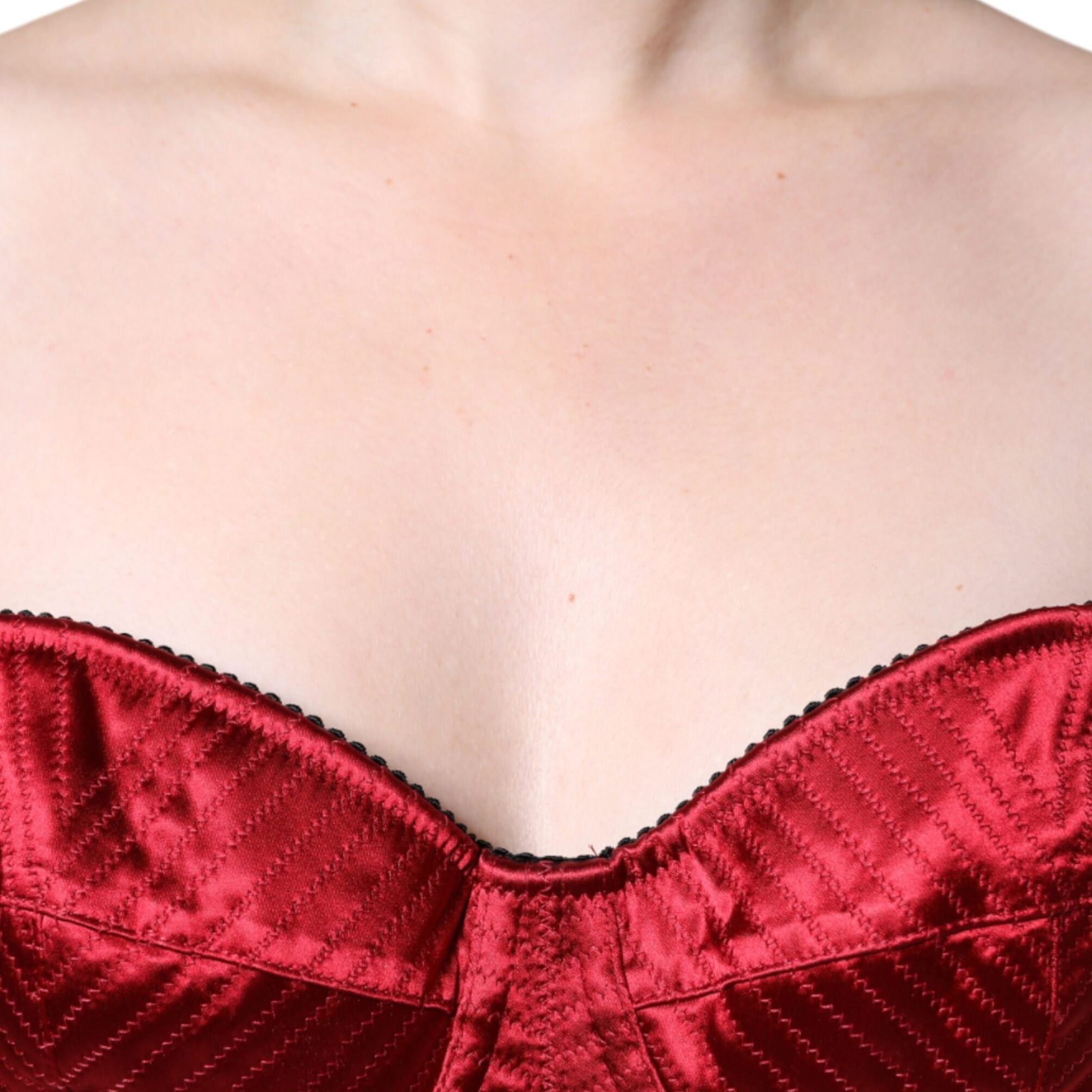 Dolce & Gabbana Red Bustier Corset Lace Bodycon Midi Dress