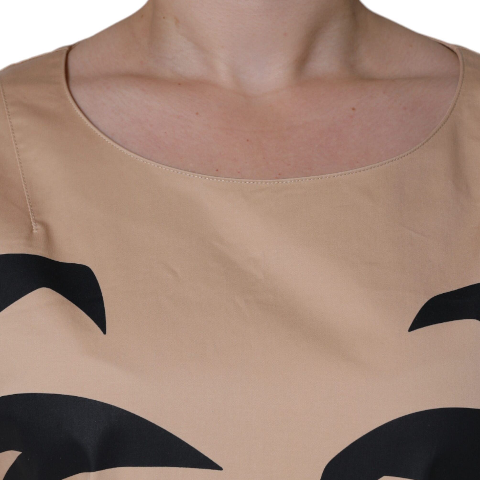 Moschino Beige Cotton Short Sleeve Knee Length Dress