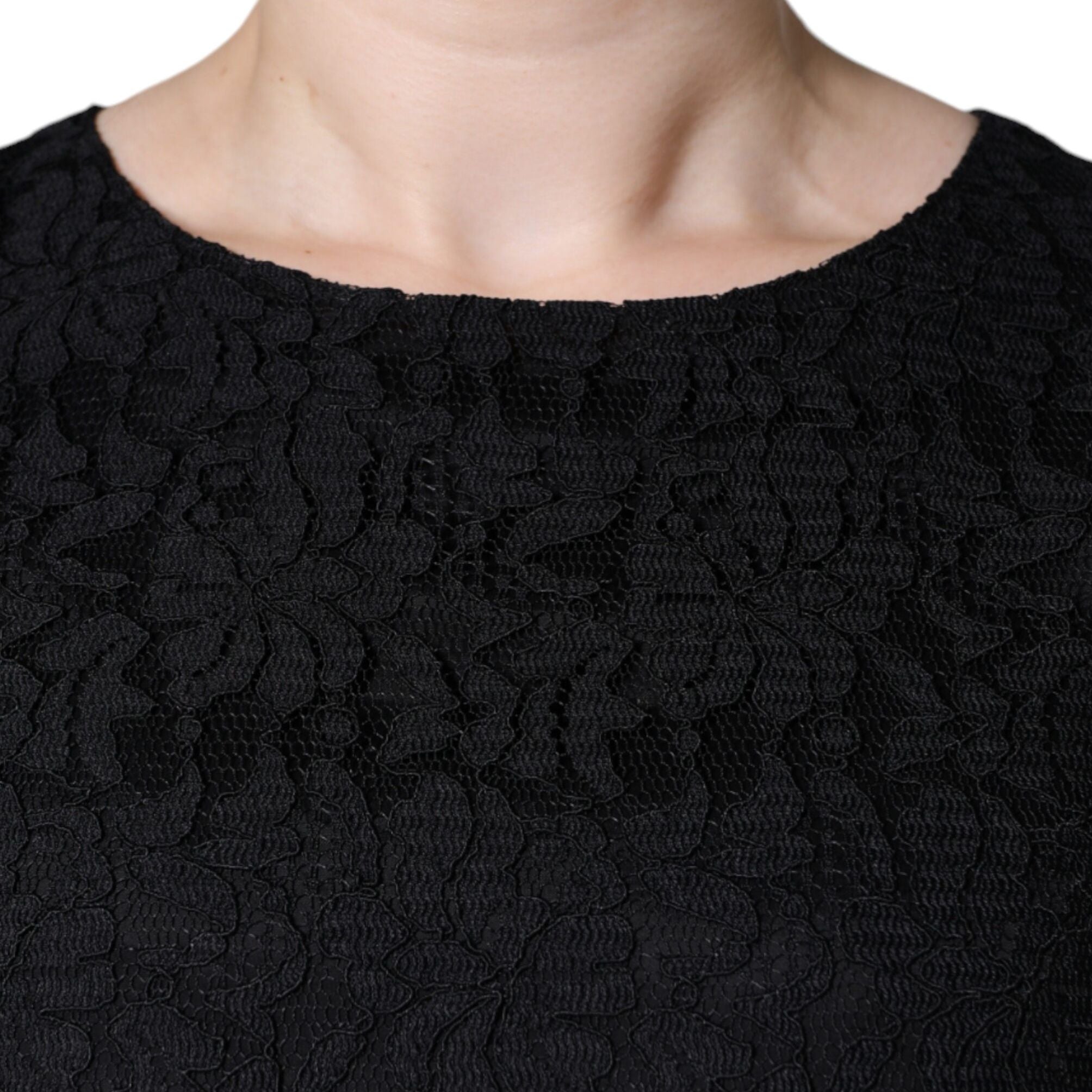Dolce & Gabbana Black Floral Lace Sheath Sleeveless Mini Dress