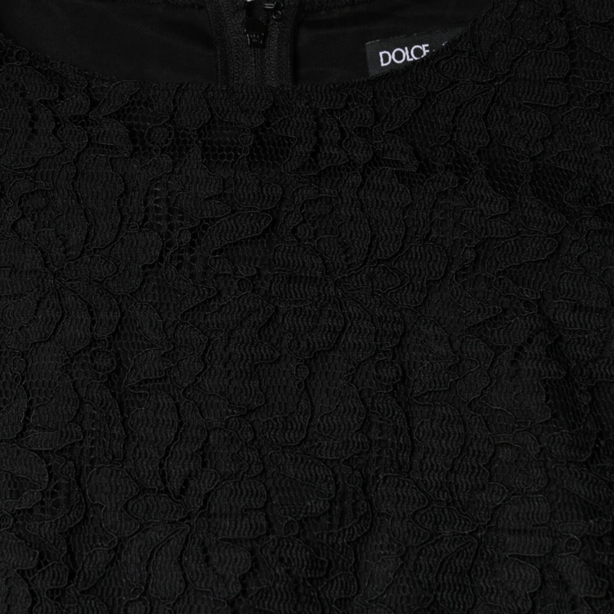 Dolce & Gabbana Black Floral Lace Sheath Sleeveless Mini Dress