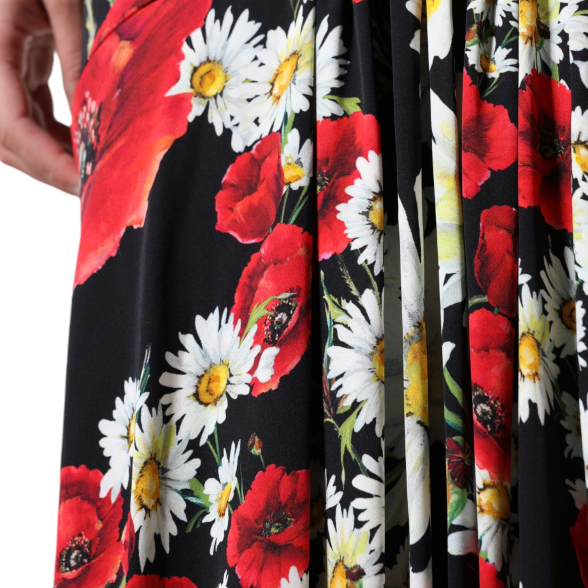 Dolce & Gabbana Black Floral Silk Sleeveless Long Gown Dress