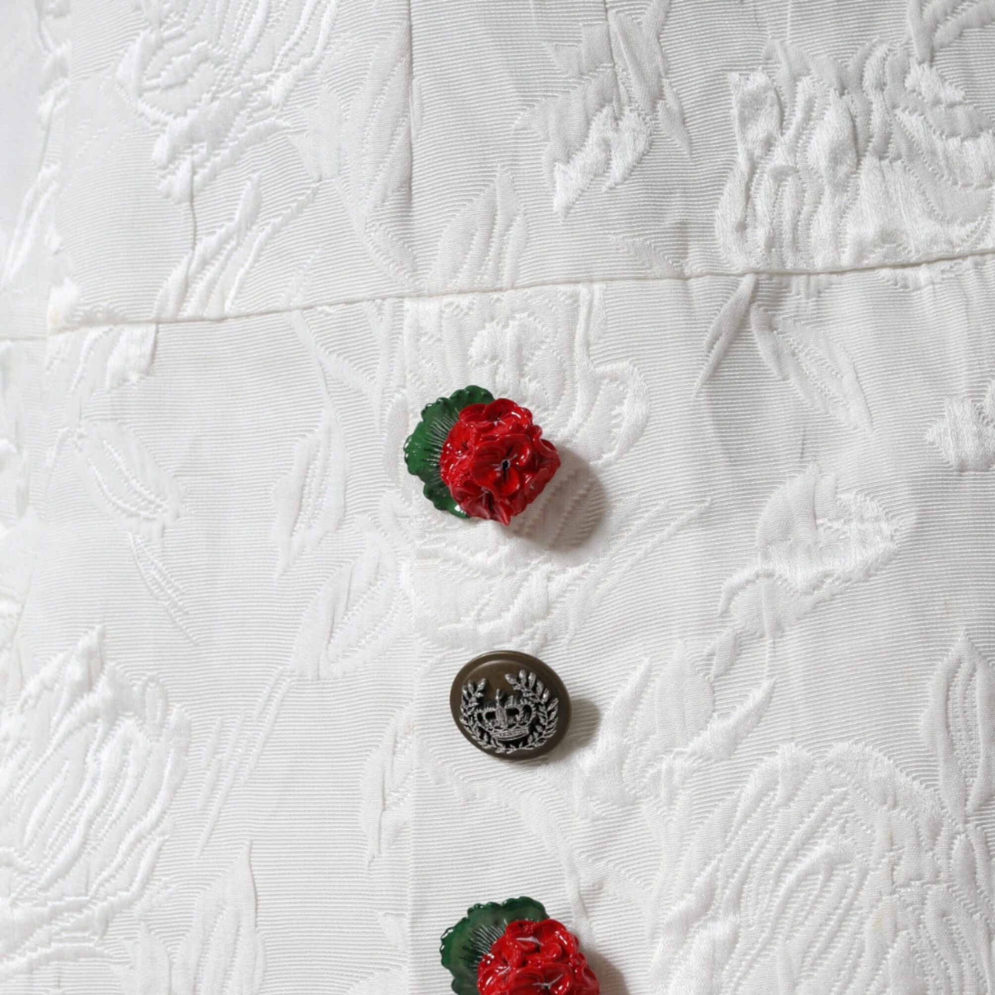Dolce & Gabbana White Floral Brocade Embellished Mini Skirt