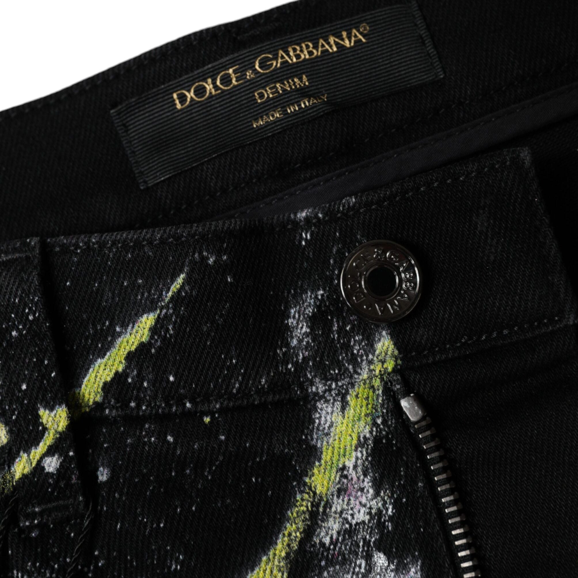 Dolce & Gabbana Multicolor Splatter Paint Cotton Skinny Denim Jeans