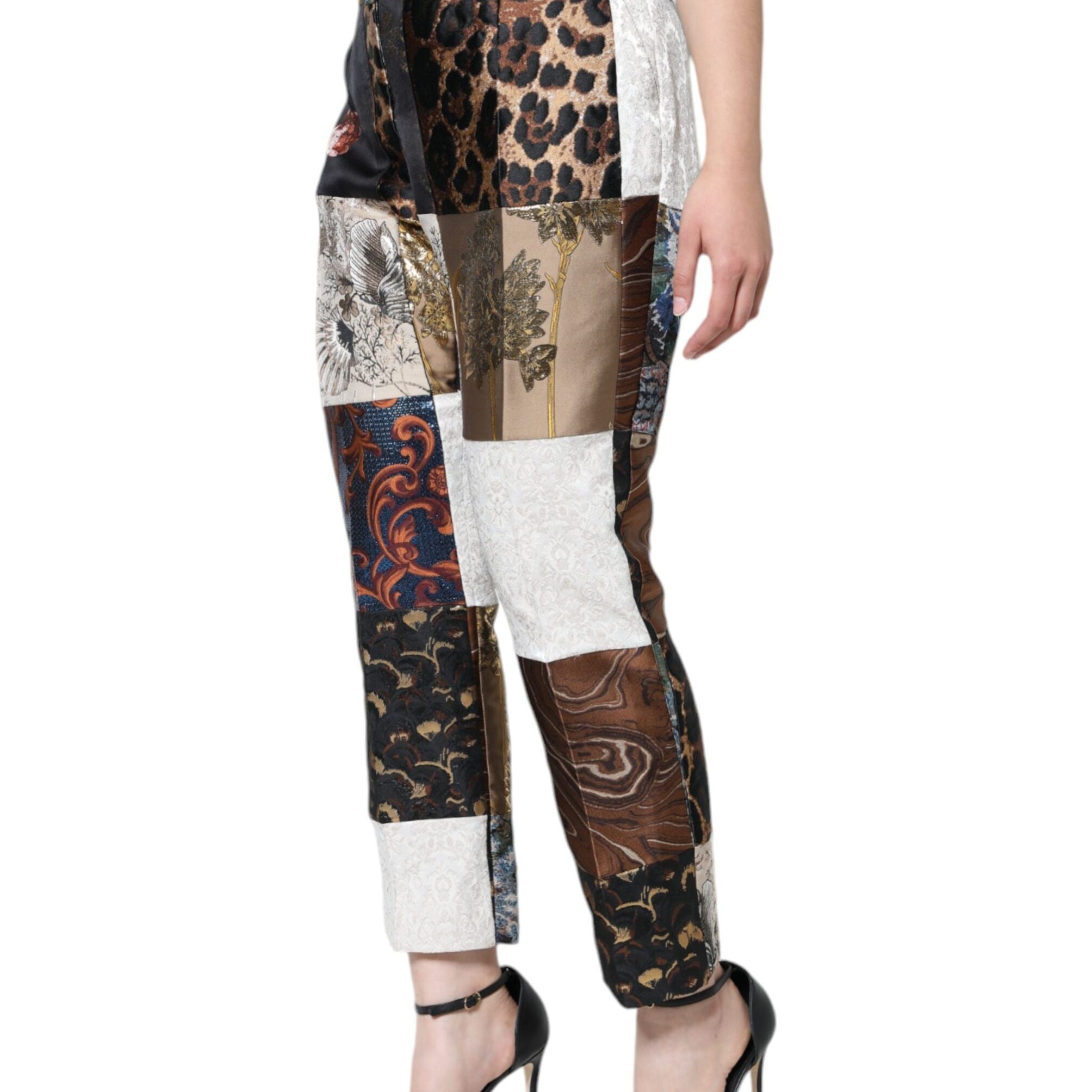 Dolce & Gabbana Multicolor Patchwork Jacquard High Waist Pants