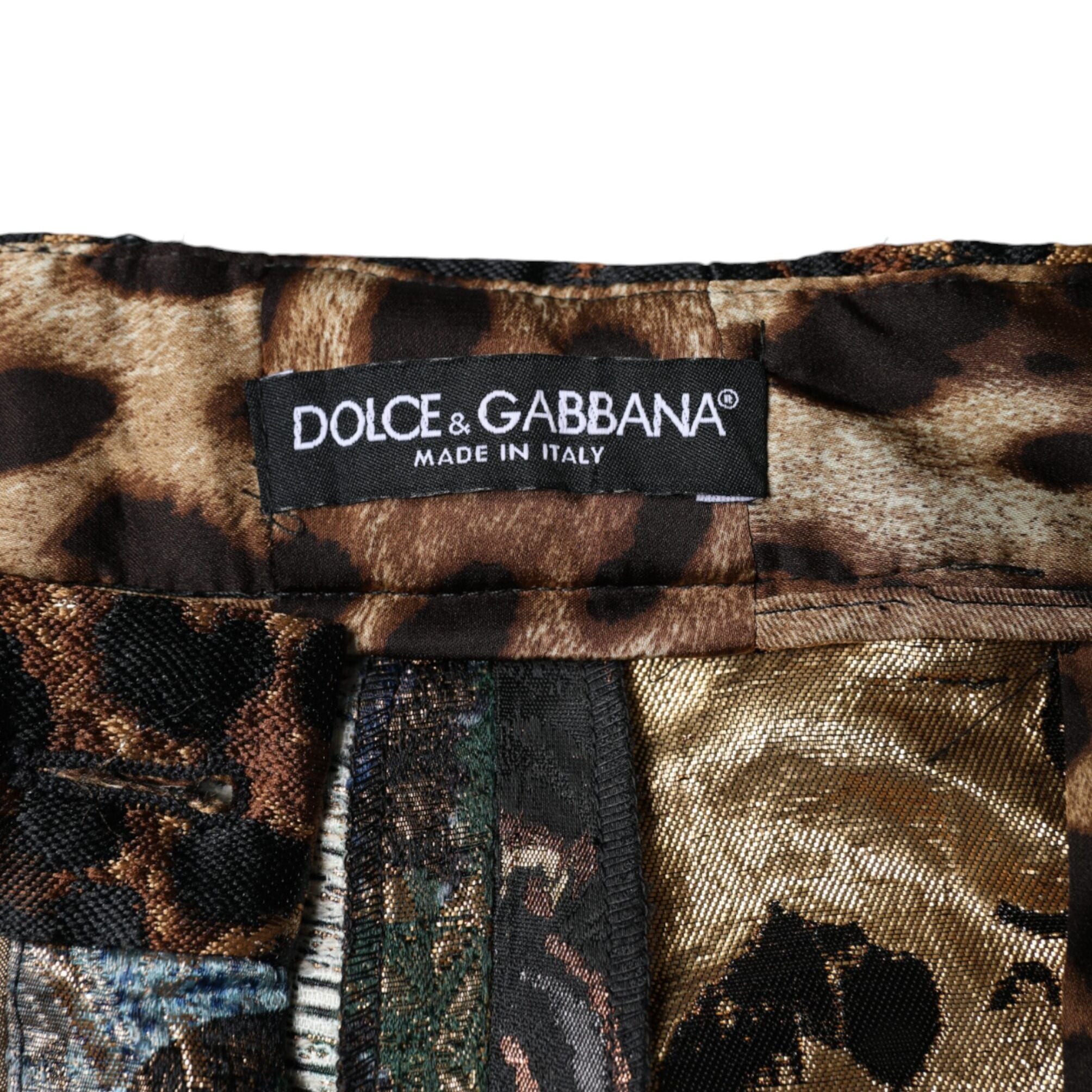 Dolce & Gabbana Multicolor Patchwork Jacquard High Waist Pants