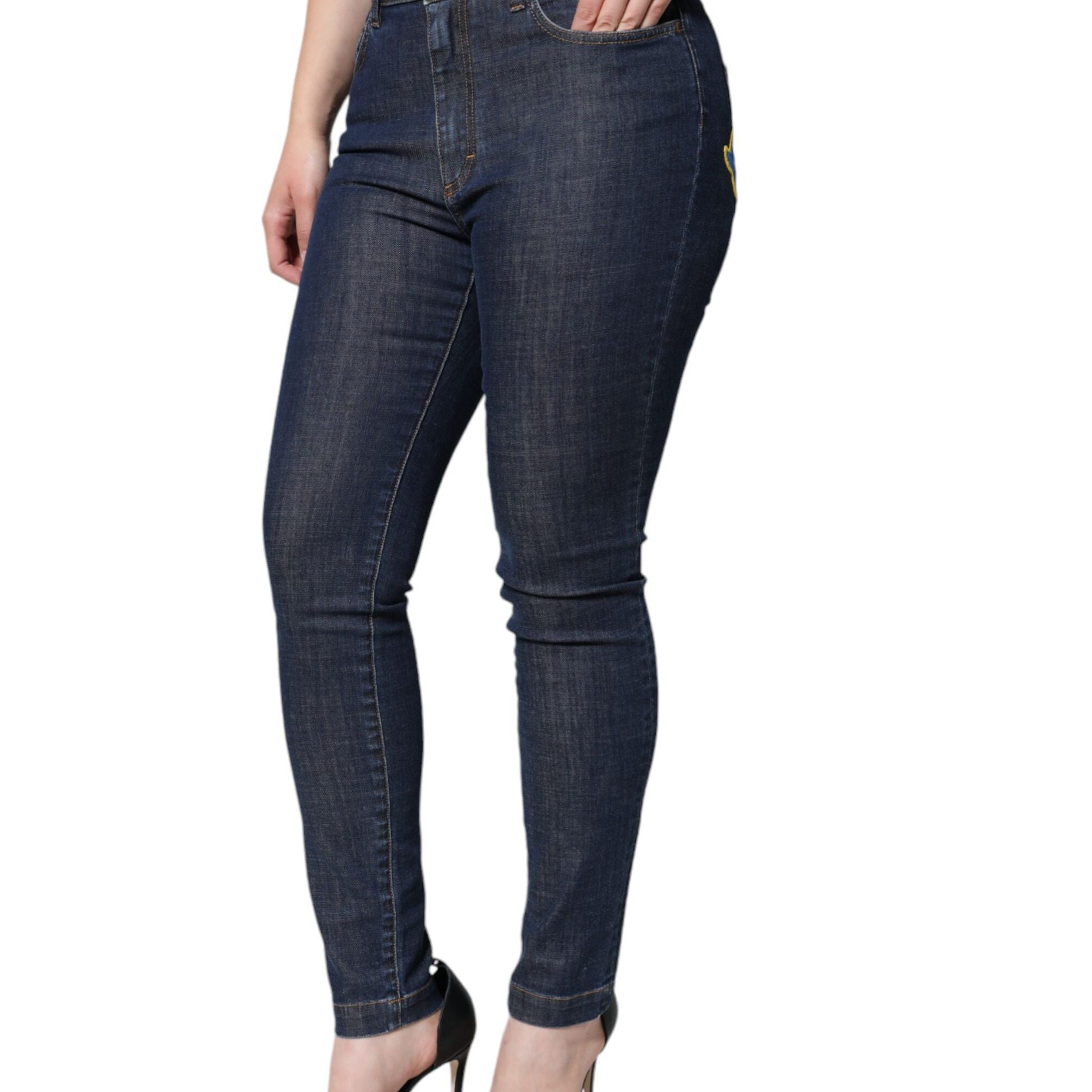 Dolce & Gabbana Dark Blue QUEEN Cotton Skinny Denim Jeans