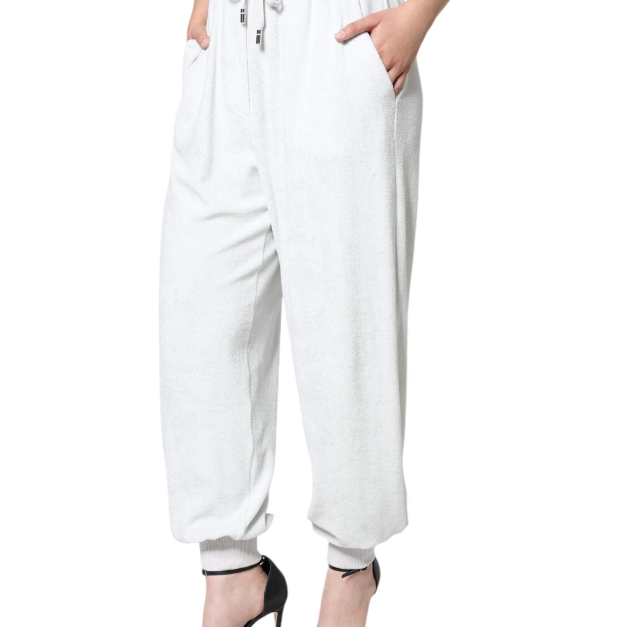 Dolce & Gabbana White Nylon Jogger Sweatpants Pants