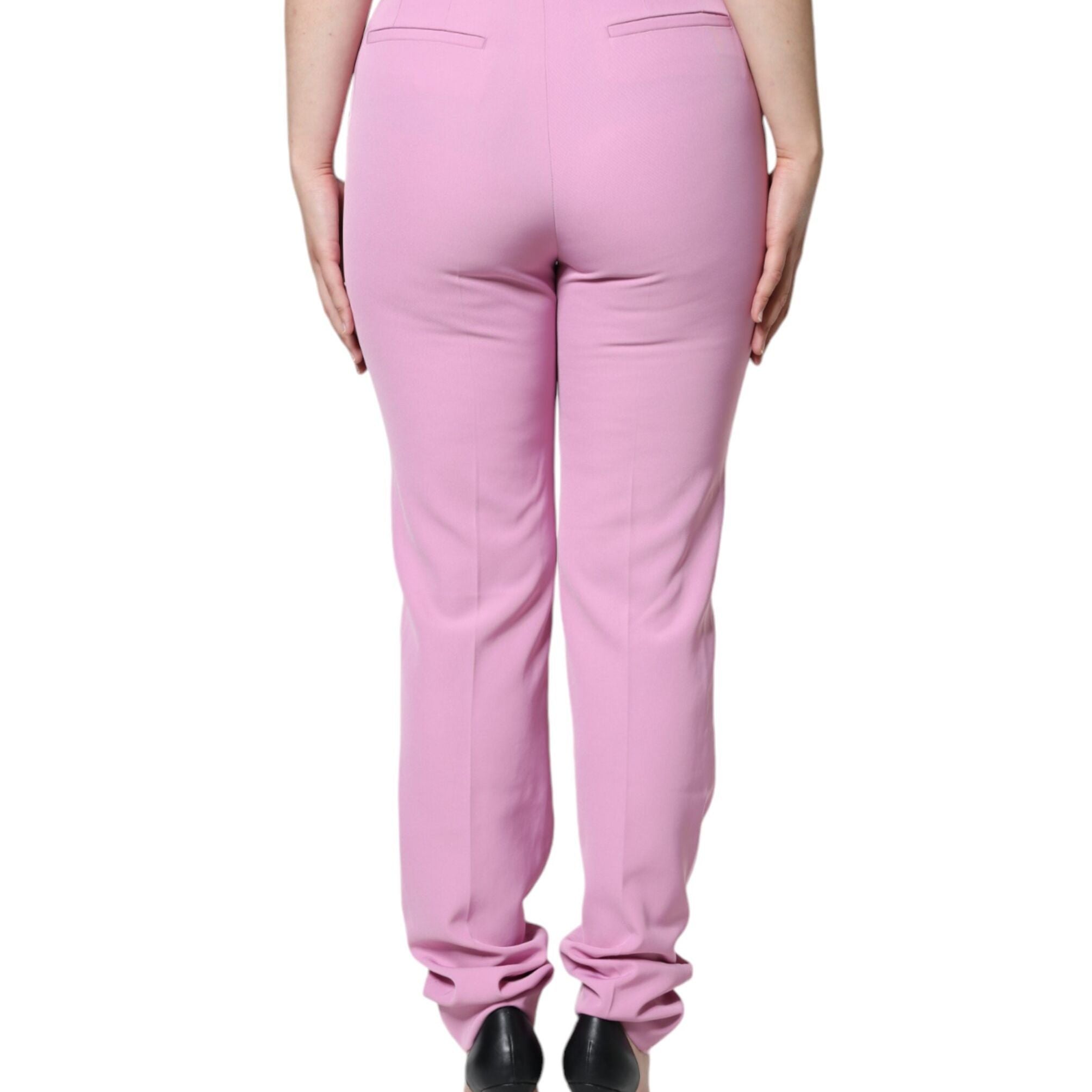 Dolce & Gabbana Pink Polyester High Waist Women Tapered Pants