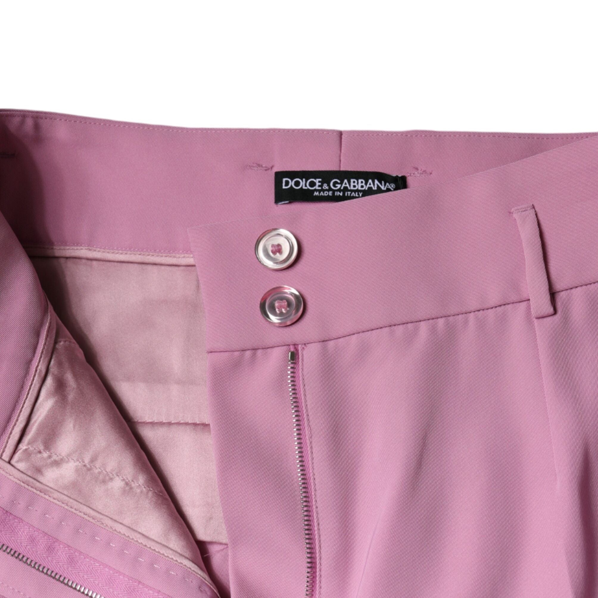 Dolce & Gabbana Pink Polyester High Waist Women Tapered Pants