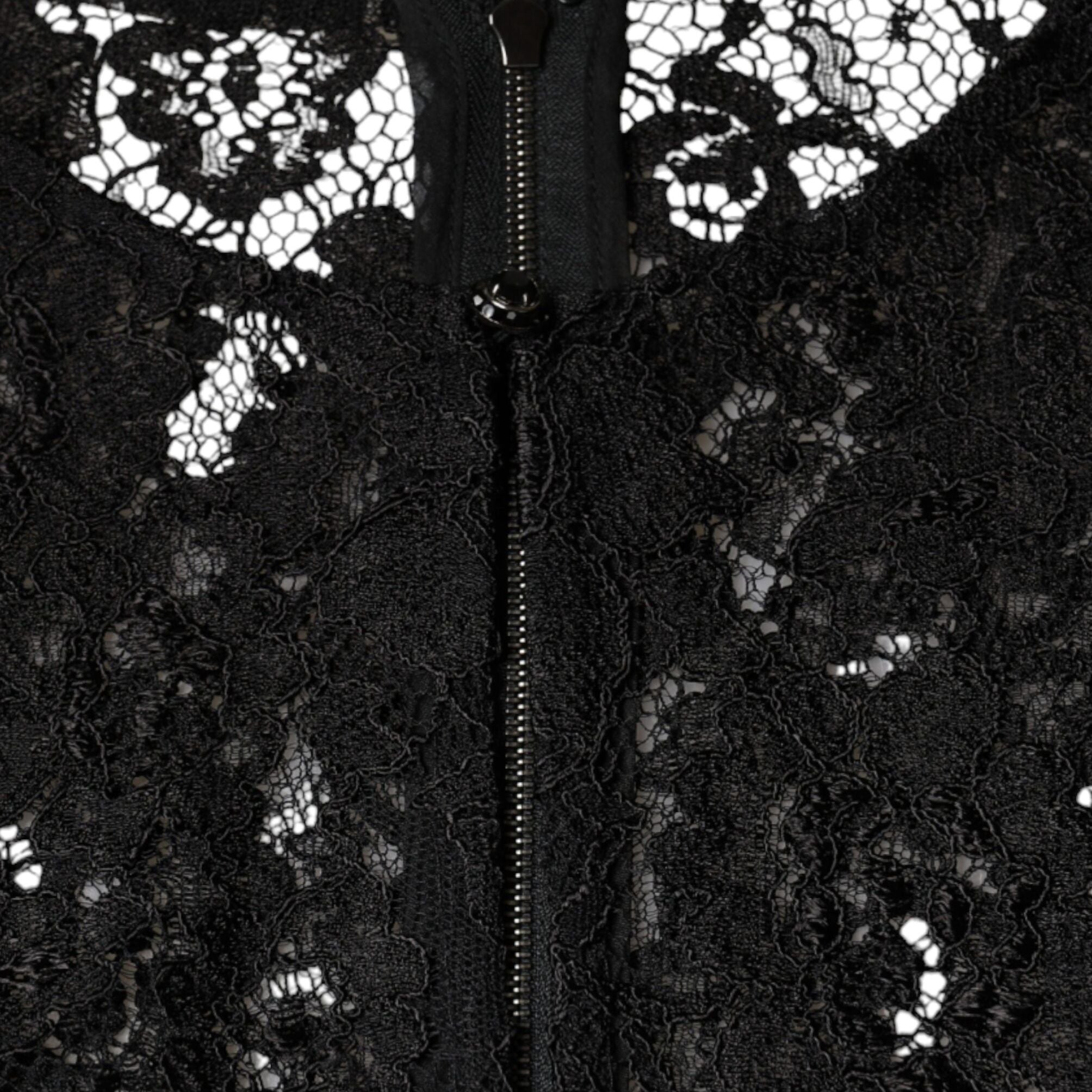 Dolce & Gabbana Black Floral Lace See Through Long Sleeve Top