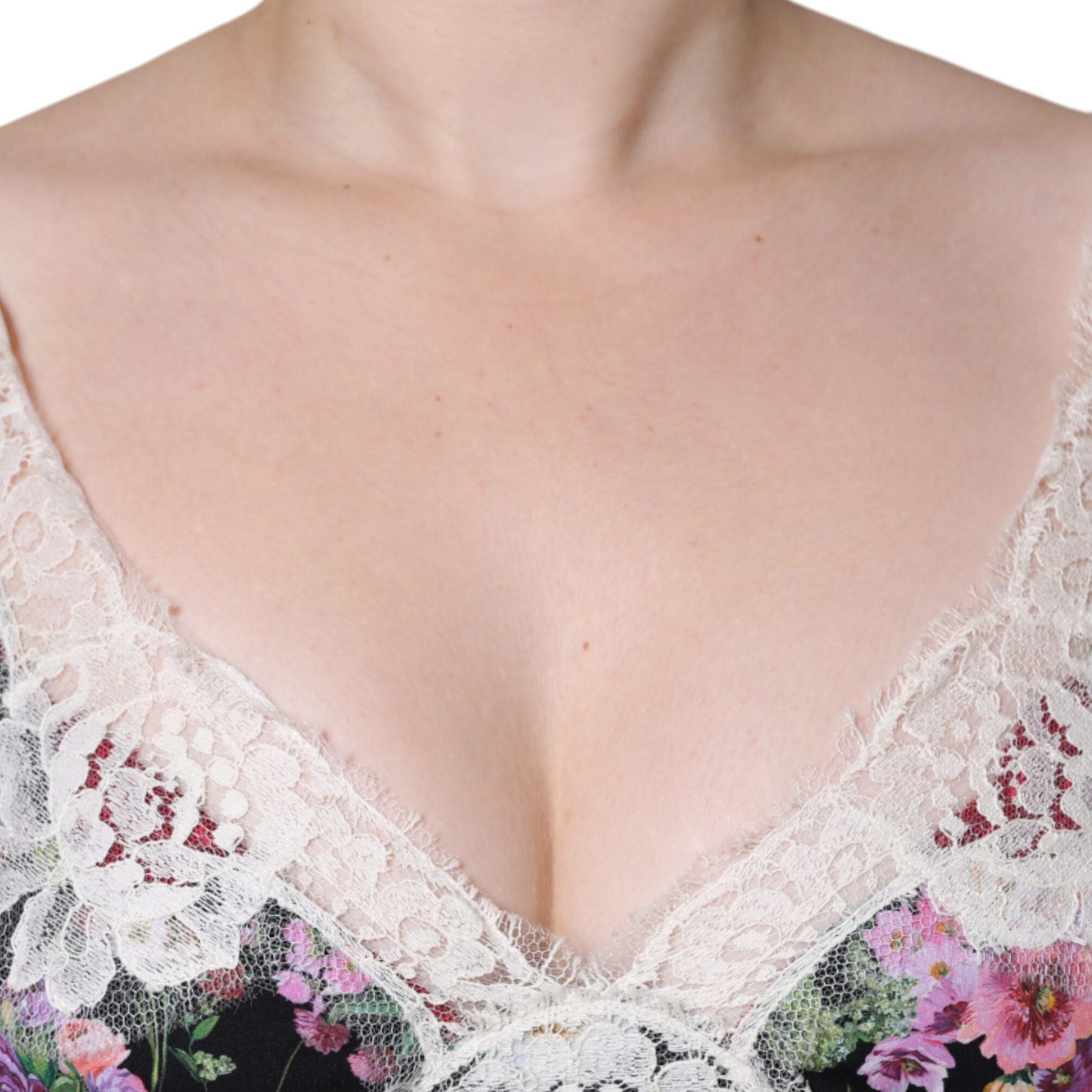 Dolce & Gabbana Black Floral Lace Short Sleeves Blouse Top