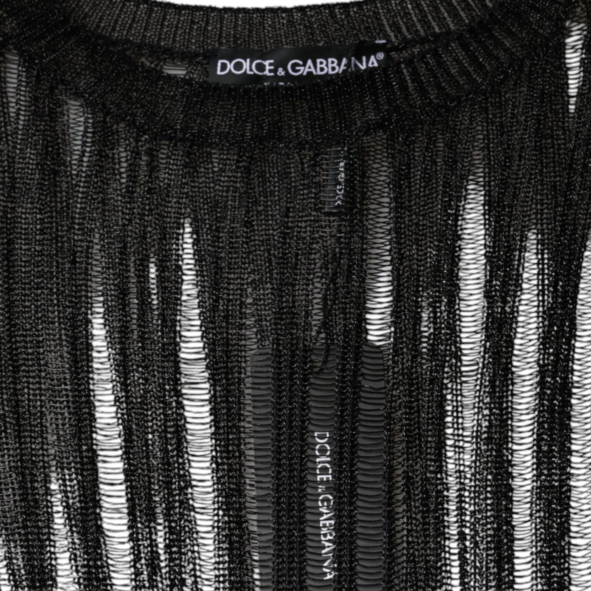 Dolce & Gabbana Black Stripe See Through Long Sleeves Top
