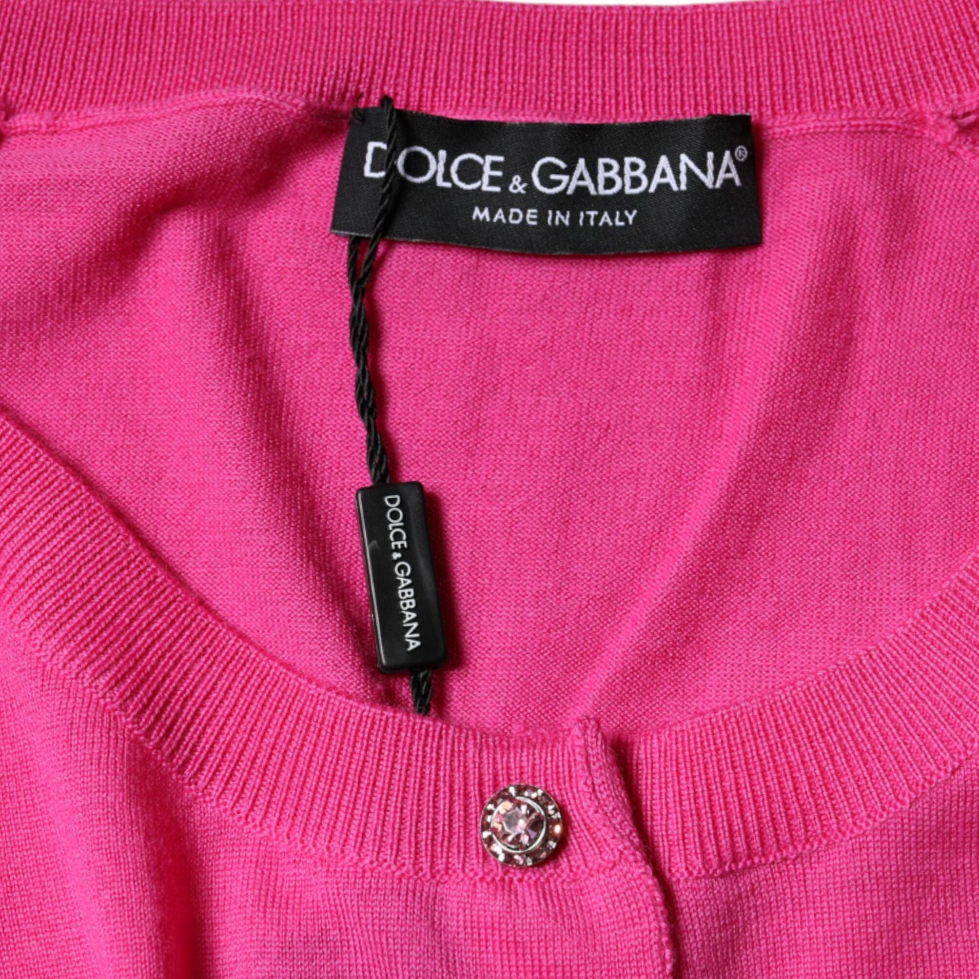 Dolce & Gabbana Pink Wool Button Down Short Sleeve Blouse Top