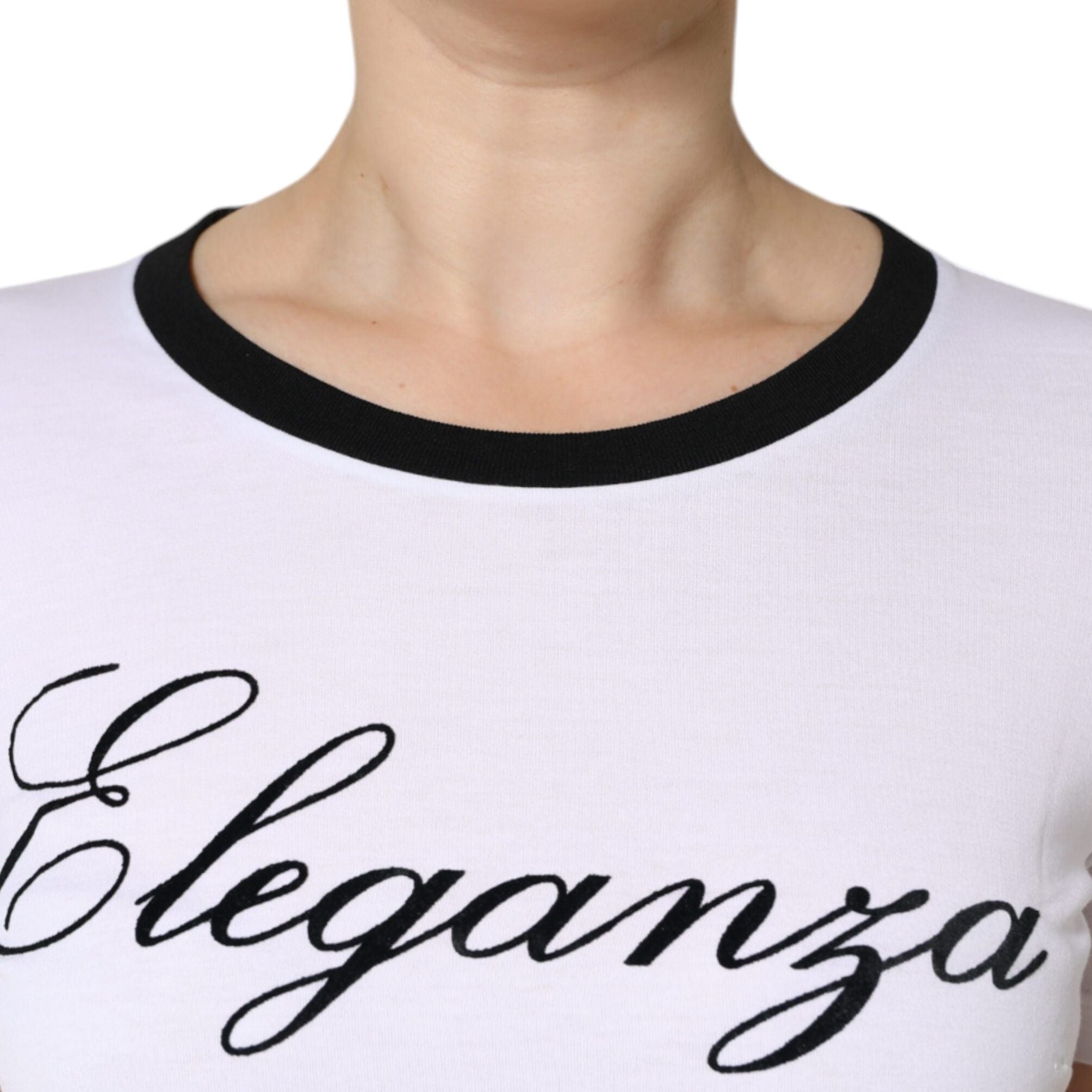 Dolce & Gabbana White Eleganza Print Cotton Short Sleeves T-shirt