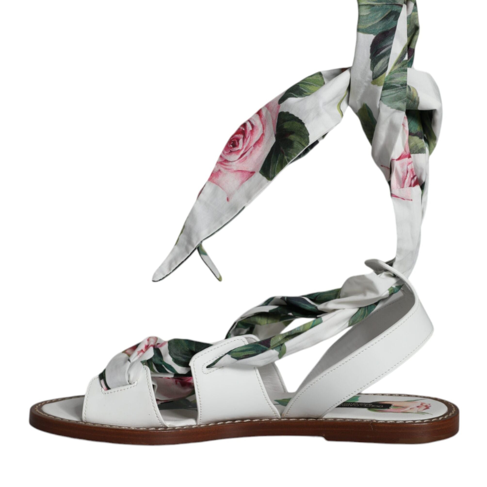 Dolce & Gabbana Multicolor Floral Print Ankle Wrap Sandals Shoes