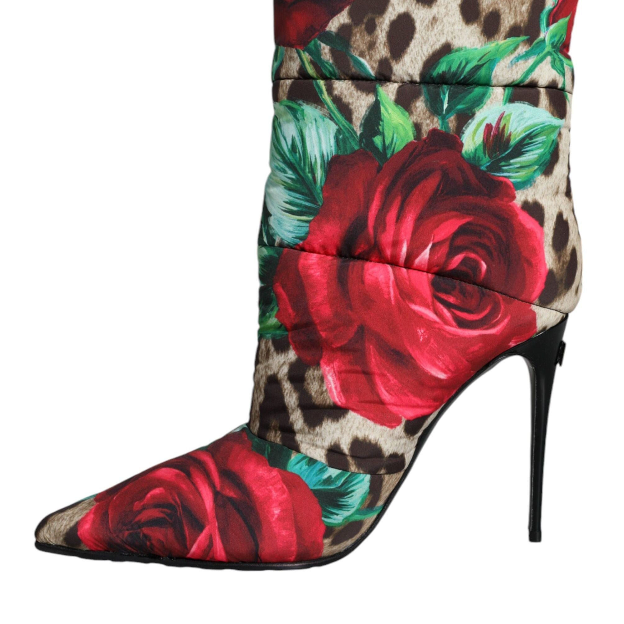 Dolce & Gabbana Multicolor Leopard Rose Mid Calf Boots Shoes