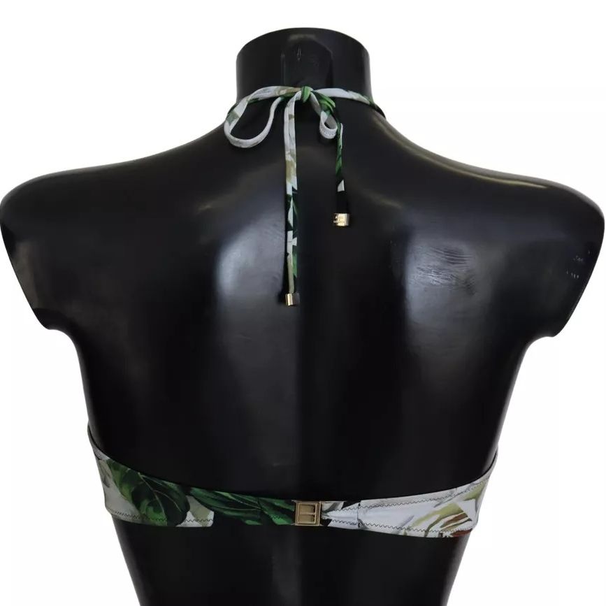 Dolce & Gabbana Black Floral Halter Beachwear Swimwear Bikini Top