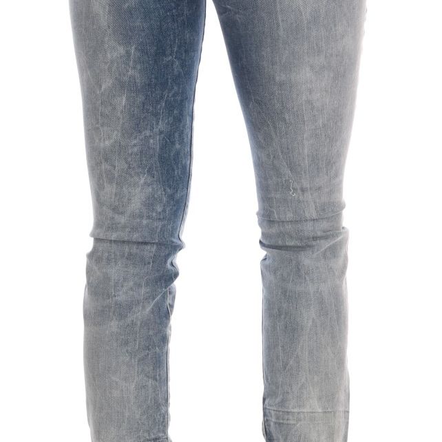 Versace Jeans Blue Wash Torn Stretch Slim Fit Jeans