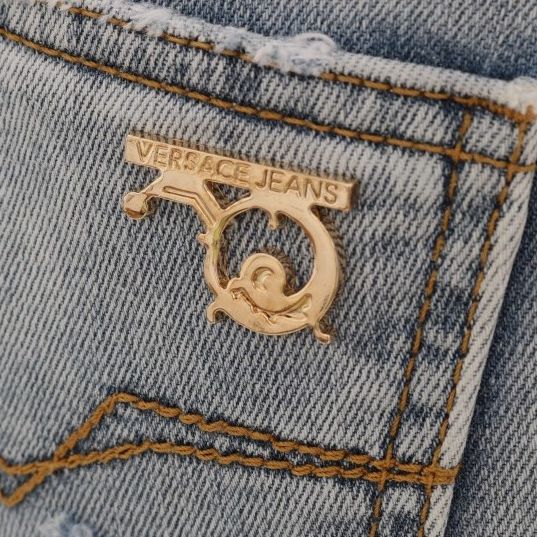 Versace Jeans Blue Wash Torn Stretch Slim Fit Jeans