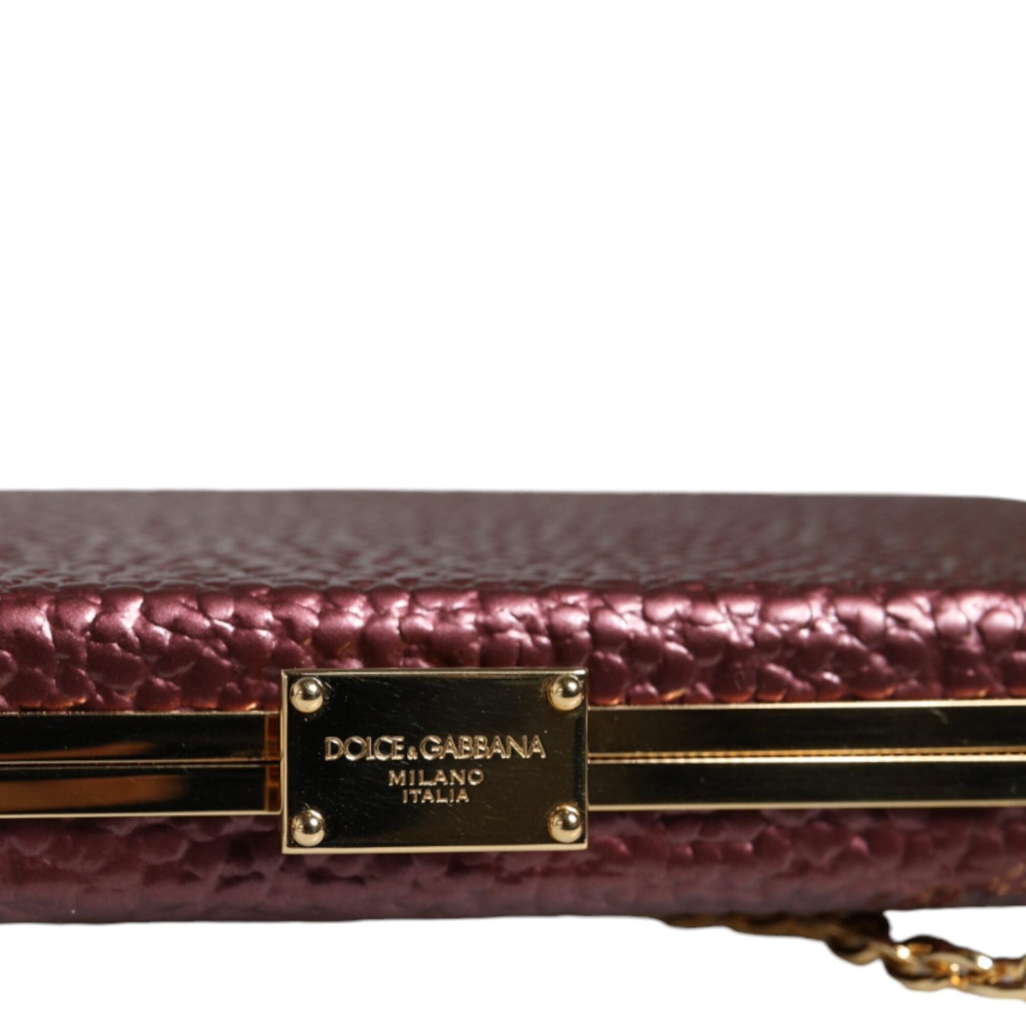 Dolce & Gabbana Maroon Leather Clutch Evening Crossbody Bag