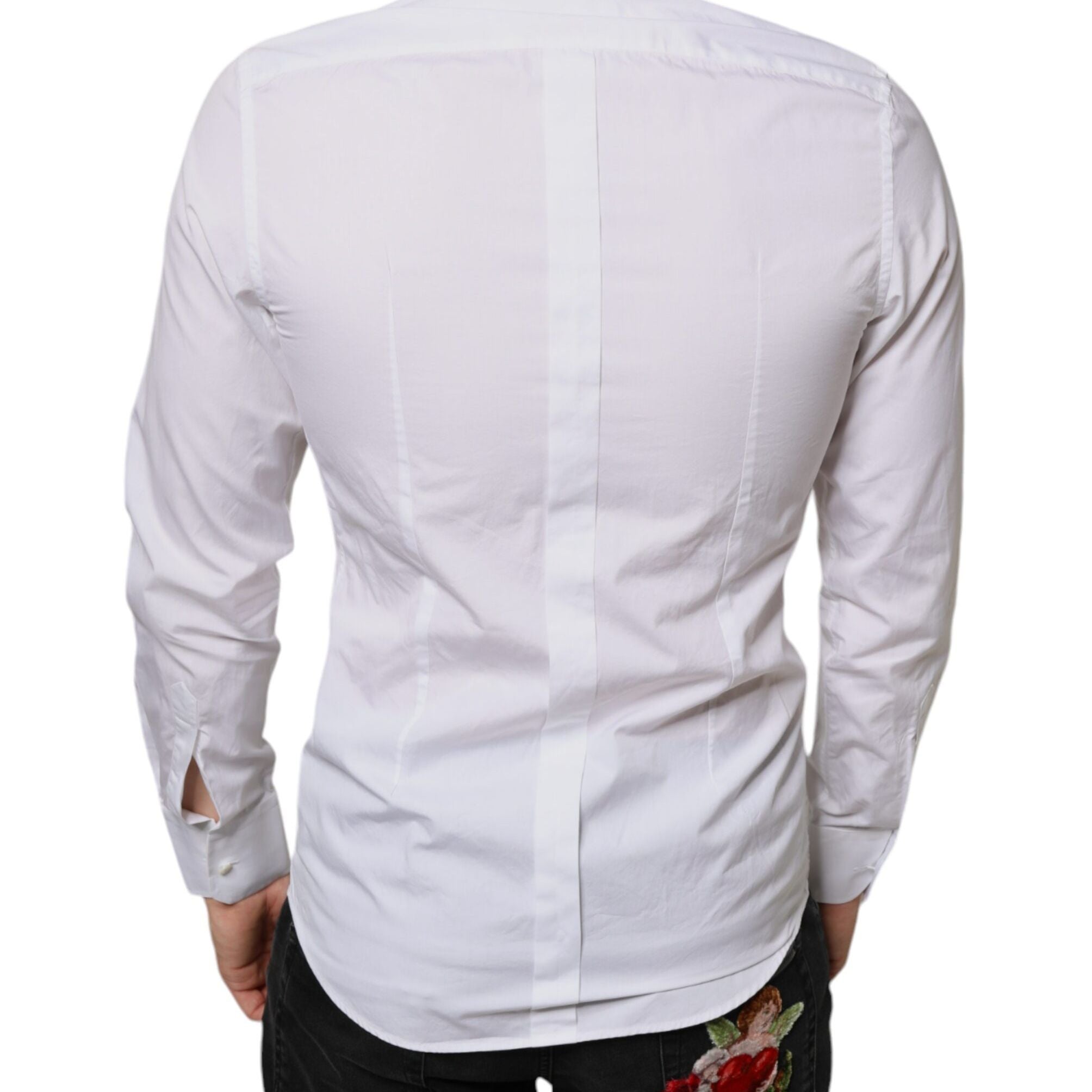 Dolce & Gabbana White Bib Cotton Poplin Formal Dress Shirt