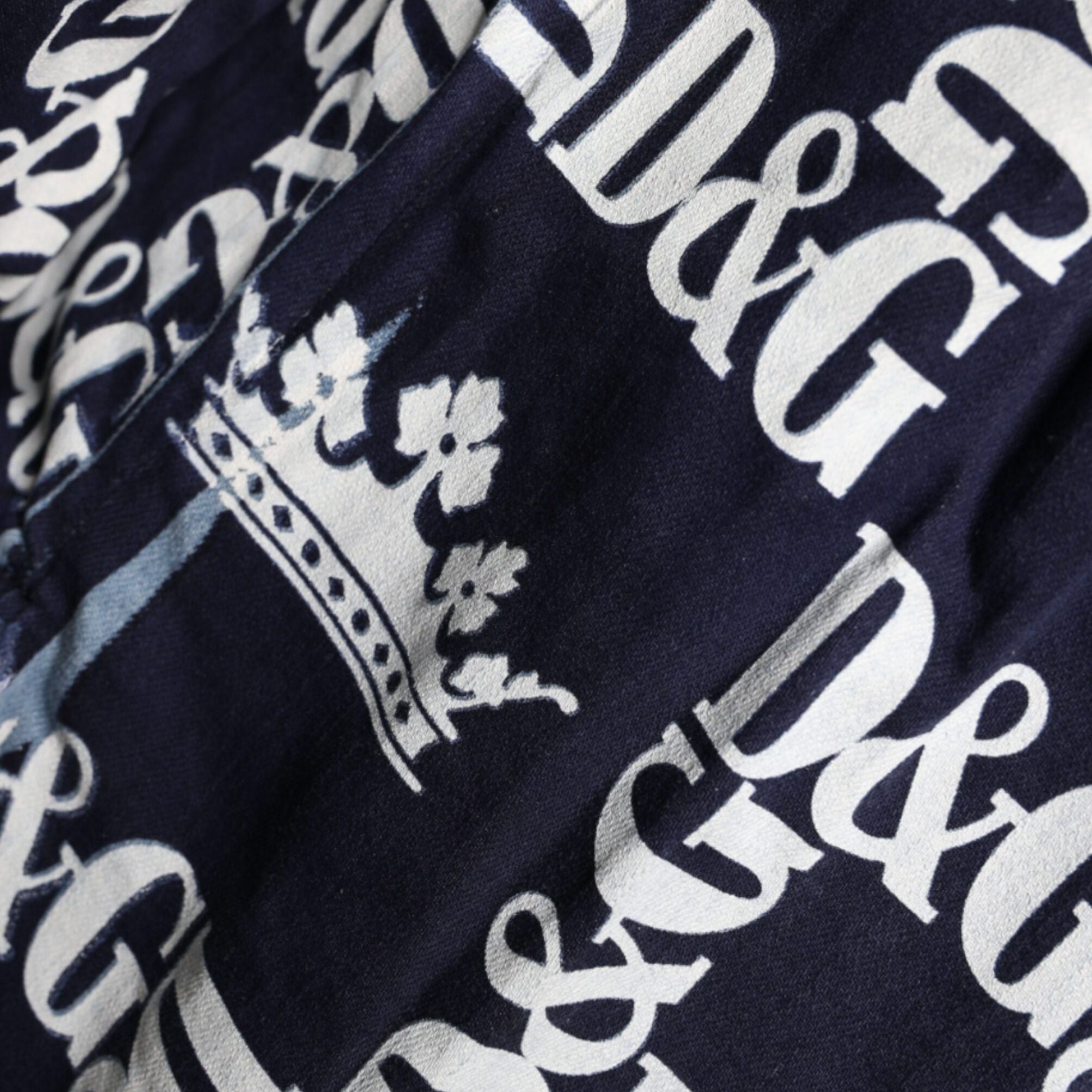 Dolce & Gabbana Blue Crown Logo Print Slim Fit Cotton Shirt