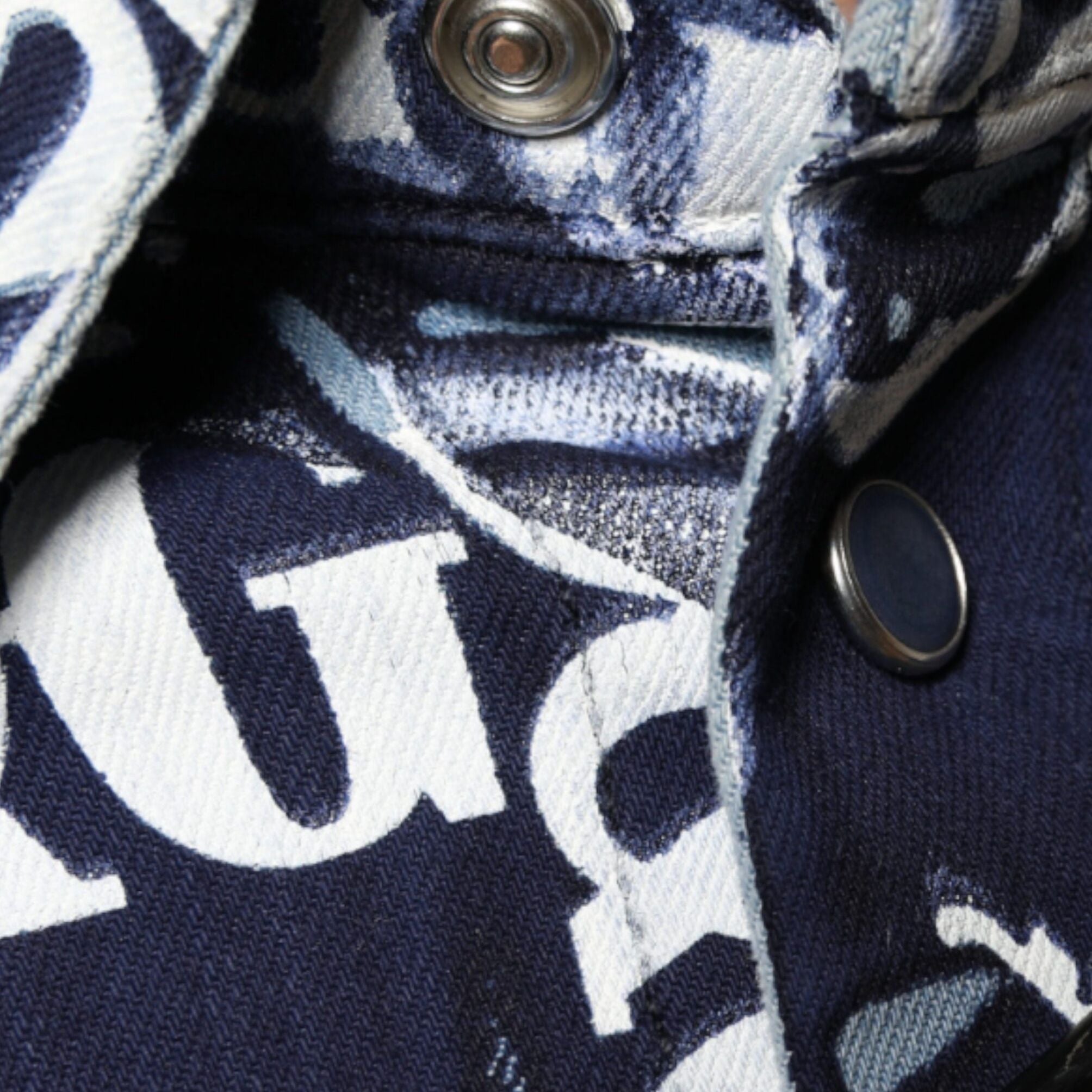 Dolce & Gabbana Blue Crown Logo Print Slim Fit Cotton Shirt