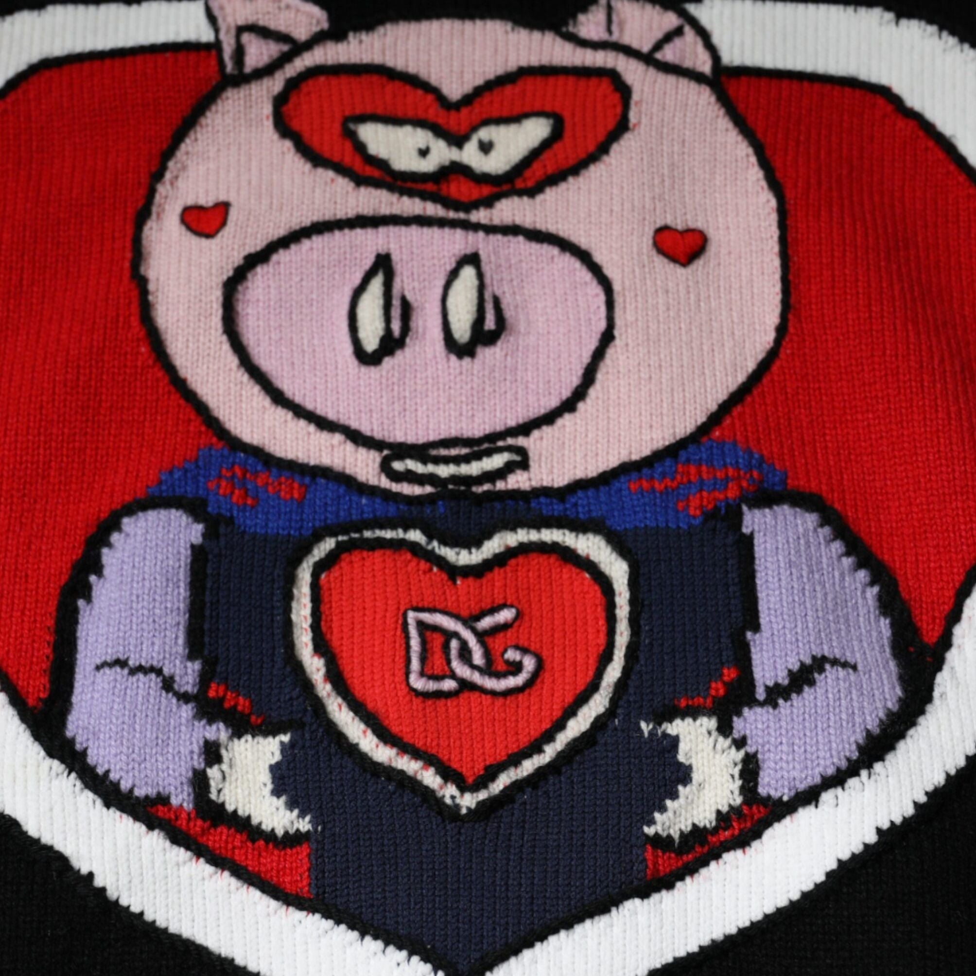 Dolce & Gabbana Black Cashmere Pig of the Year Pullover Sweater