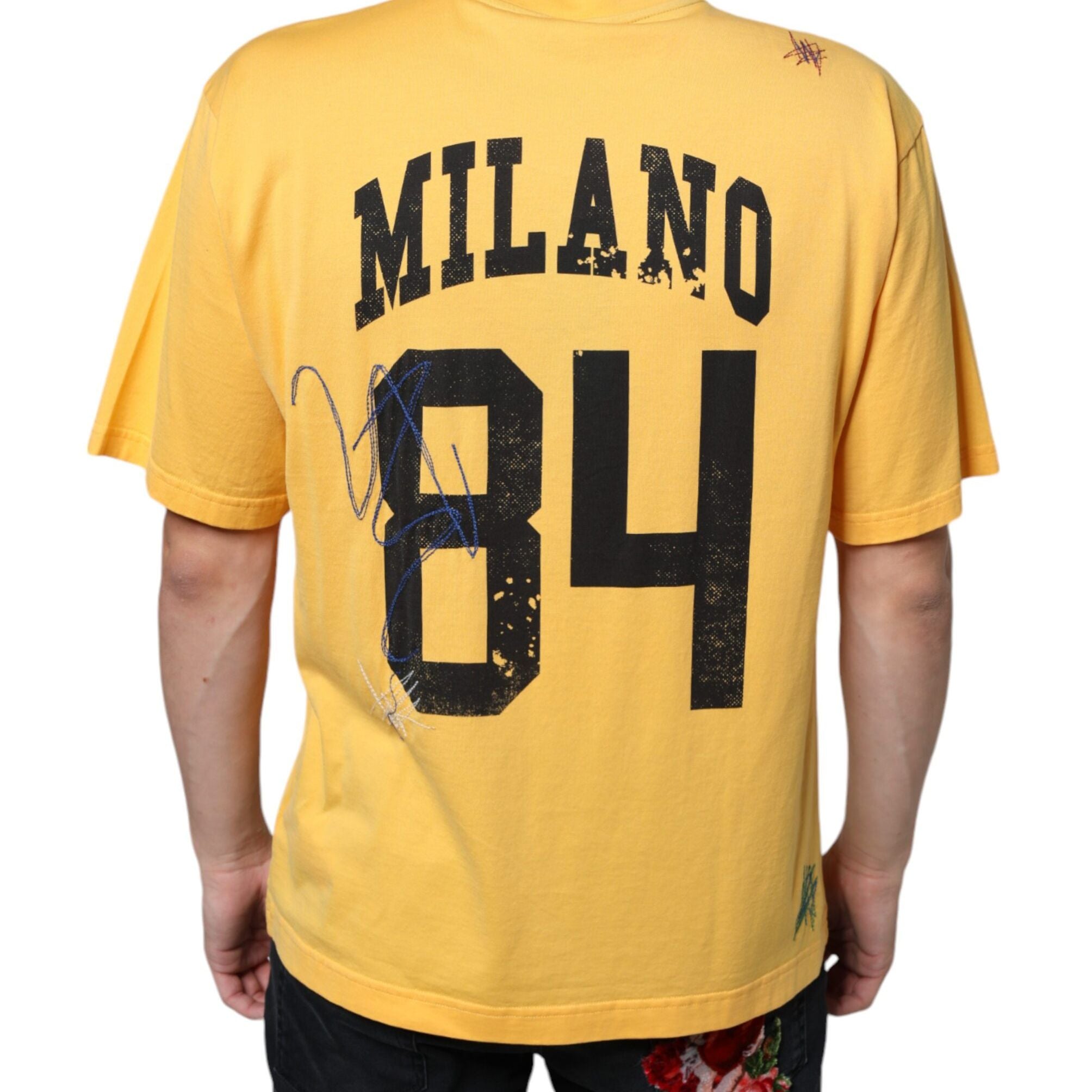 Dolce & Gabbana Yellow Secret Graden Floral Cotton Crew Neck T-shirt