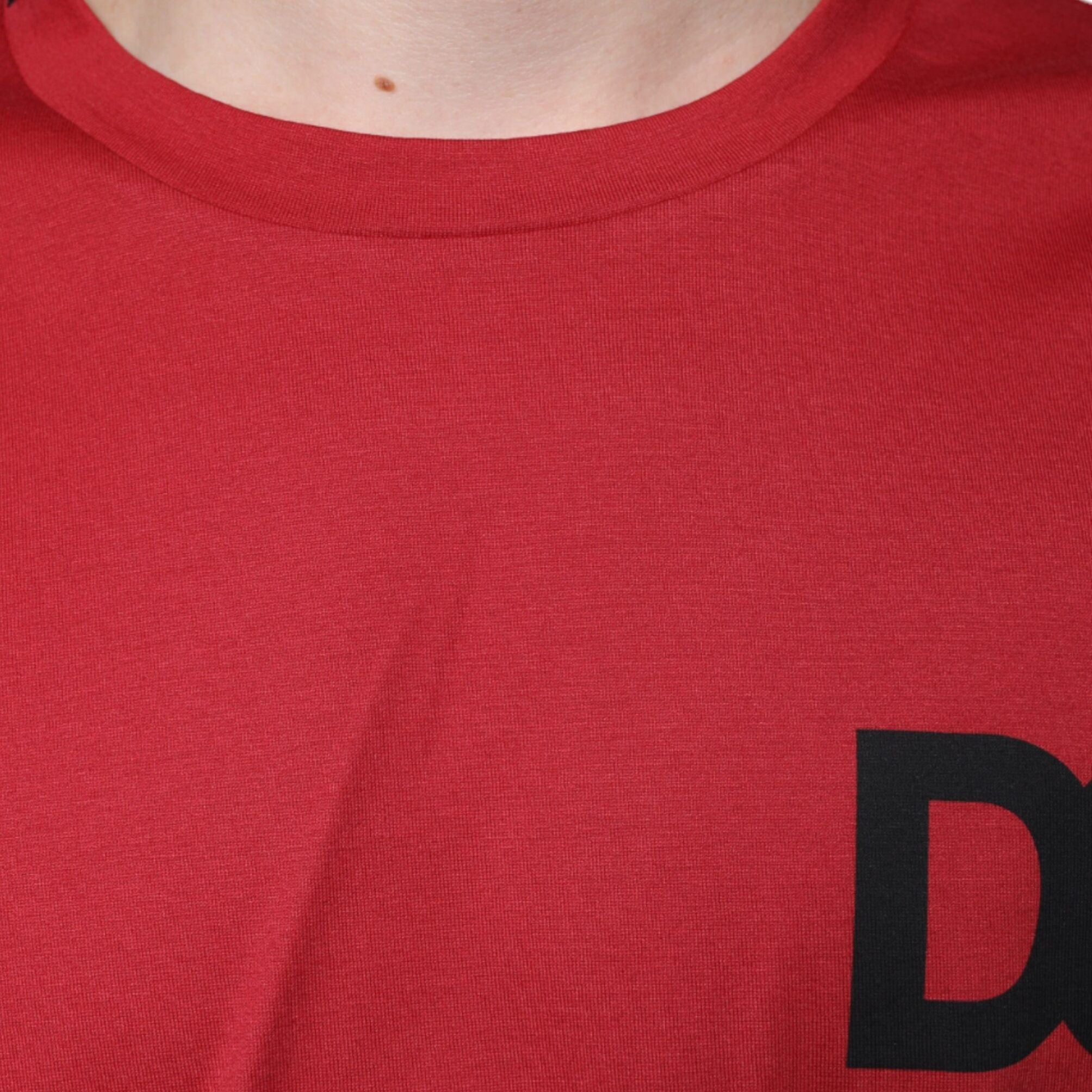 Dolce & Gabbana Red Cotton DG Logo Print Crew Neck T-shirt