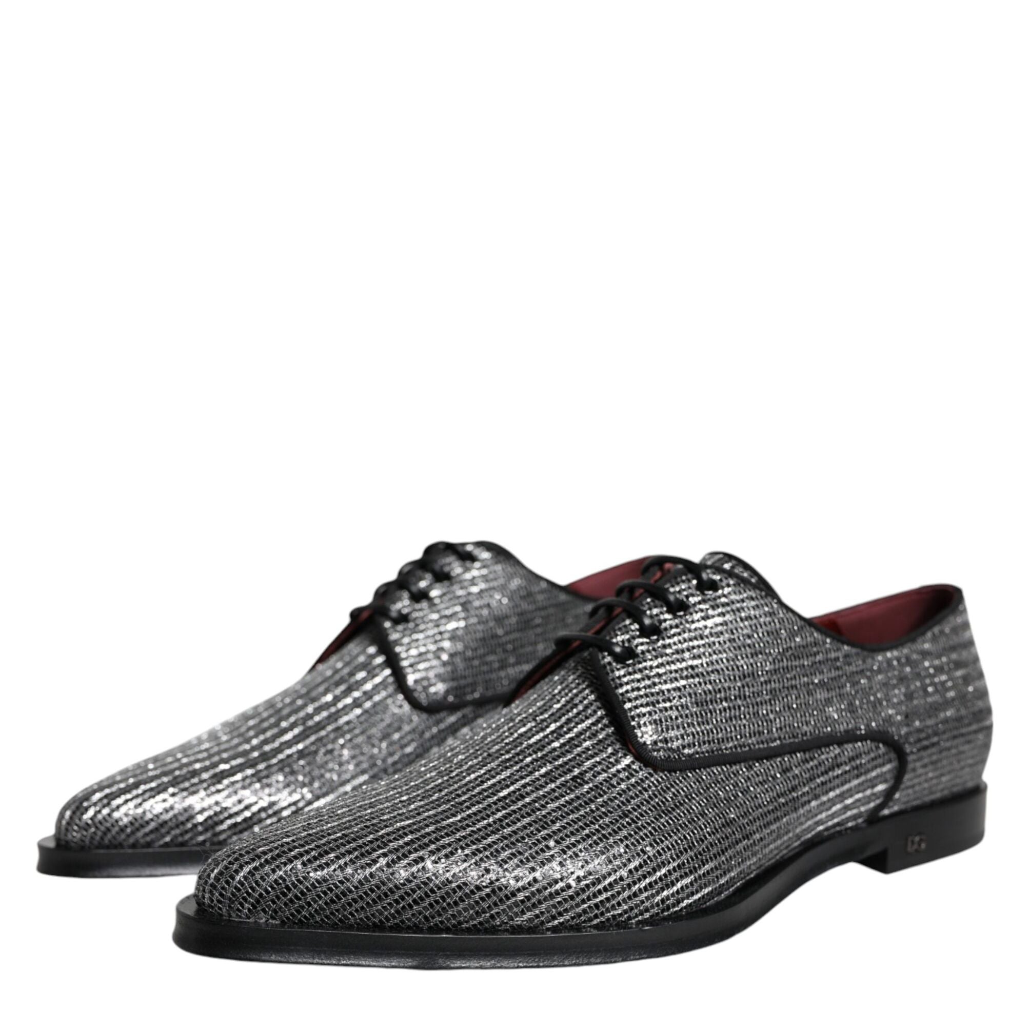 Dolce & Gabbana Silver Polyurethane Derby Formal Dress Shoes