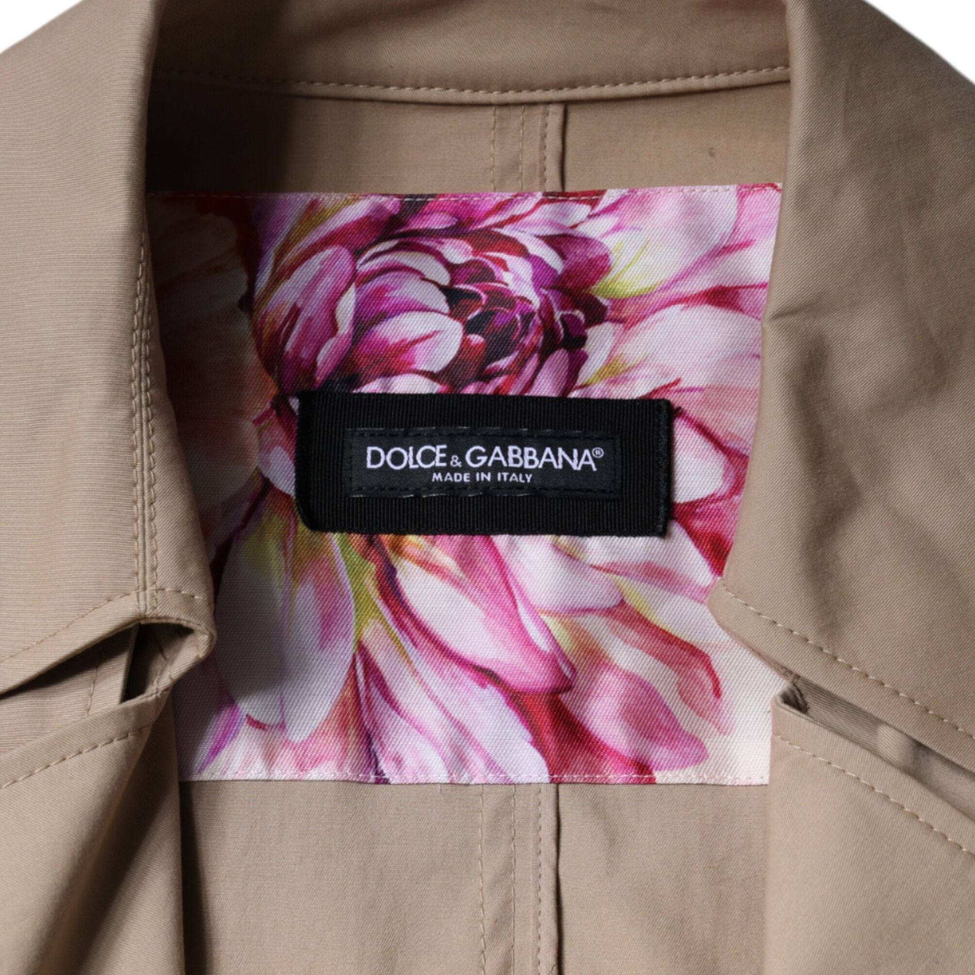 Dolce & Gabbana Khaki Double Breasted Trench Coat Jacket