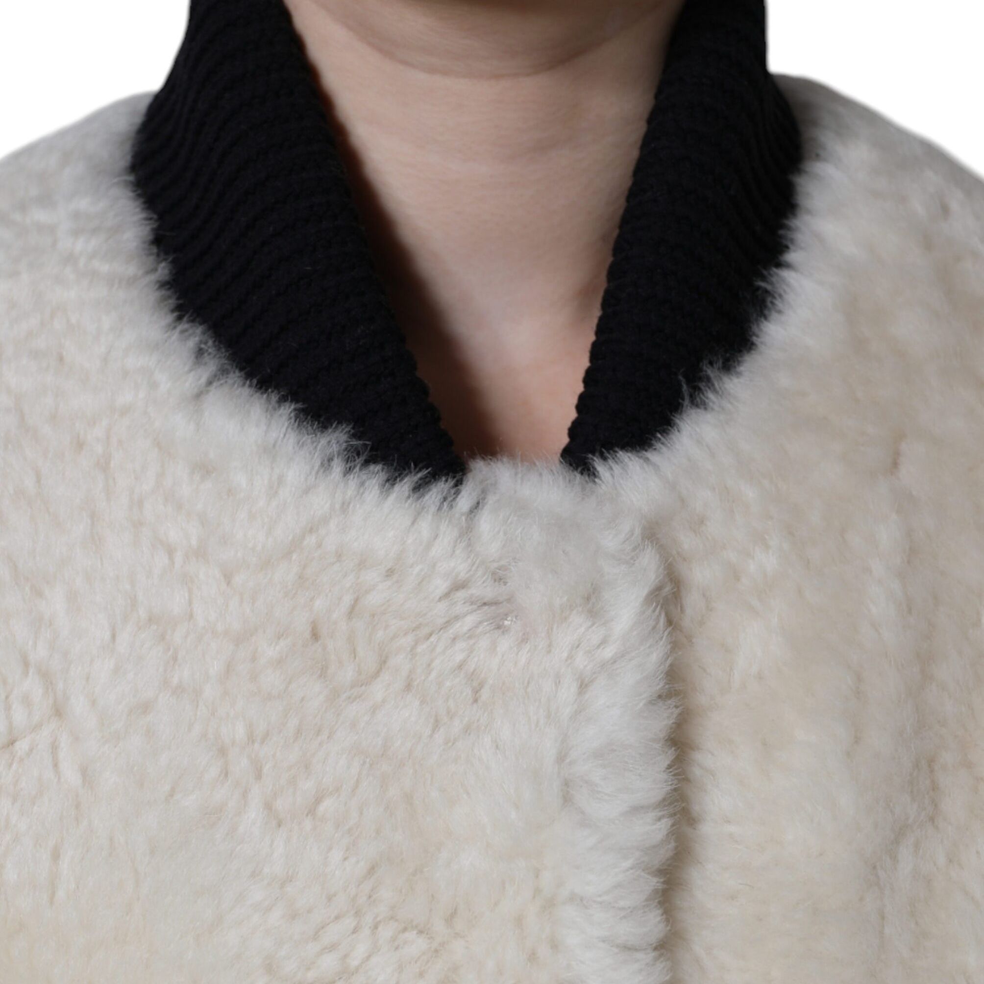 Burberry White WARRENFORD Shearling Leather Vest Coat Jacket