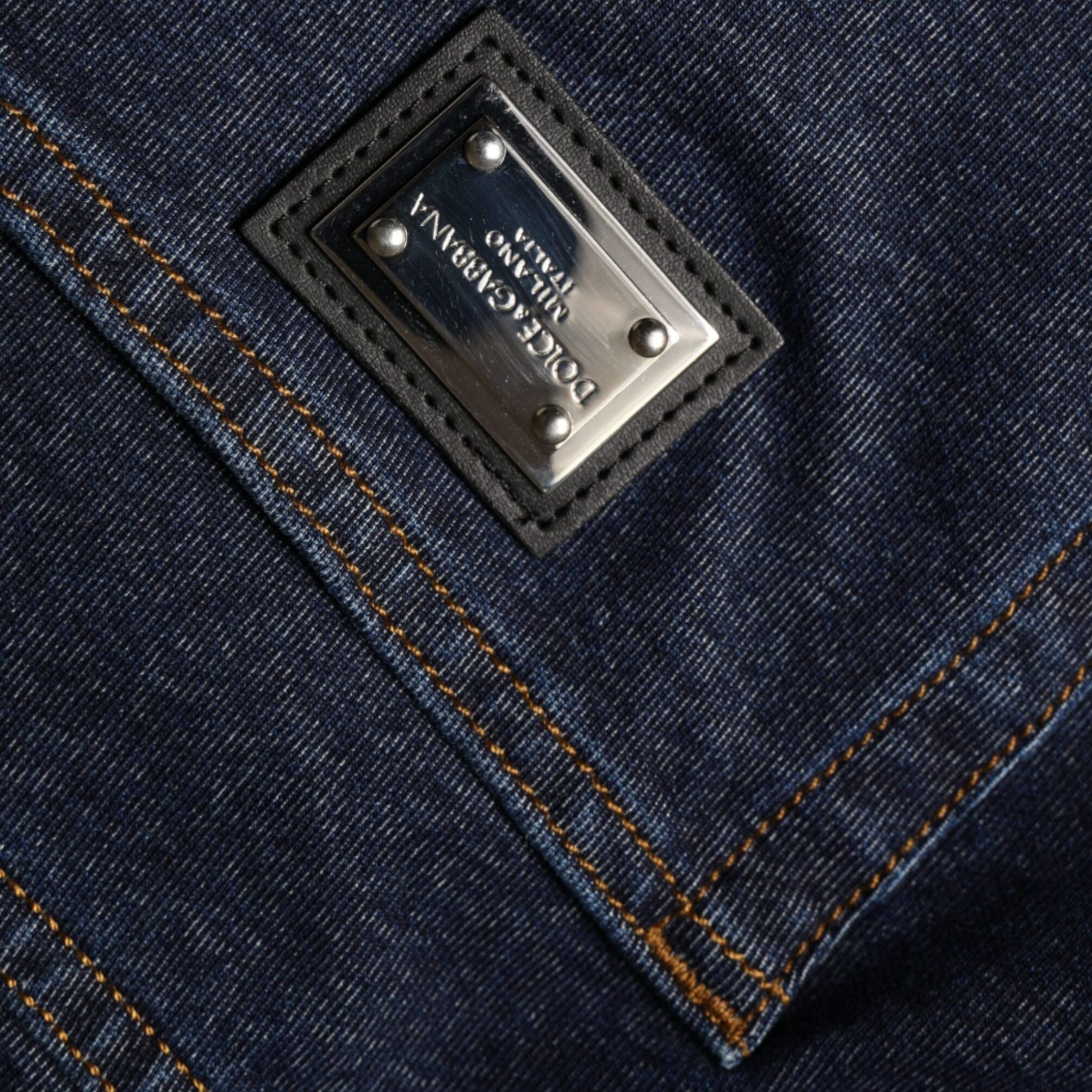 Dolce & Gabbana Dark Blue Cotton Stretch Straight Denim Jeans