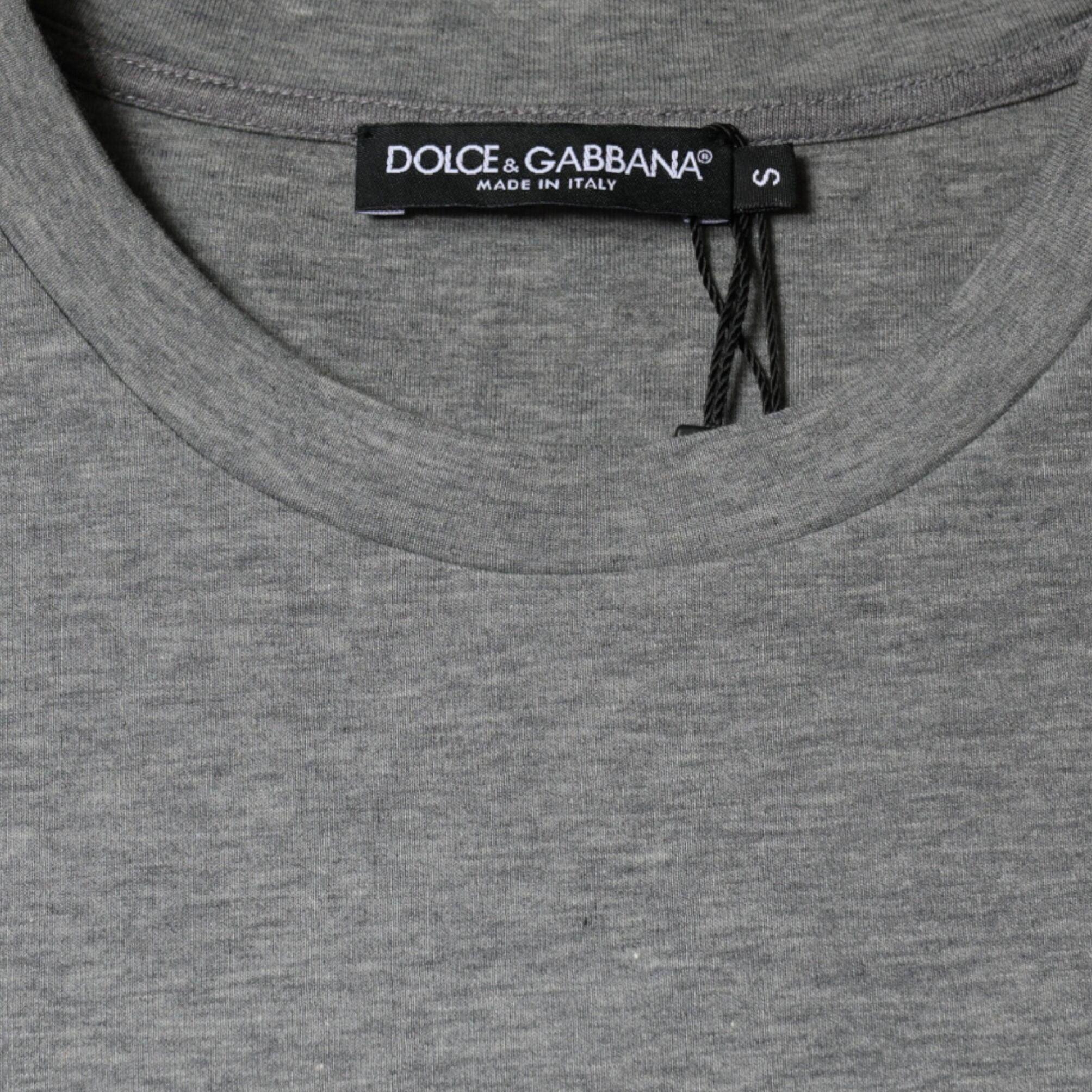 Dolce & Gabbana Gray Cotton Blend Embellished Tee T-shirt